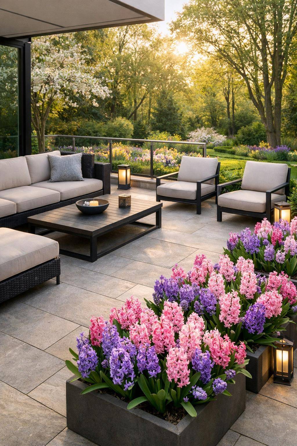 Die schönsten Frühlingsblumen für deinen Garten-Pflanze duftende Hyazinthen neben deine Terrasse