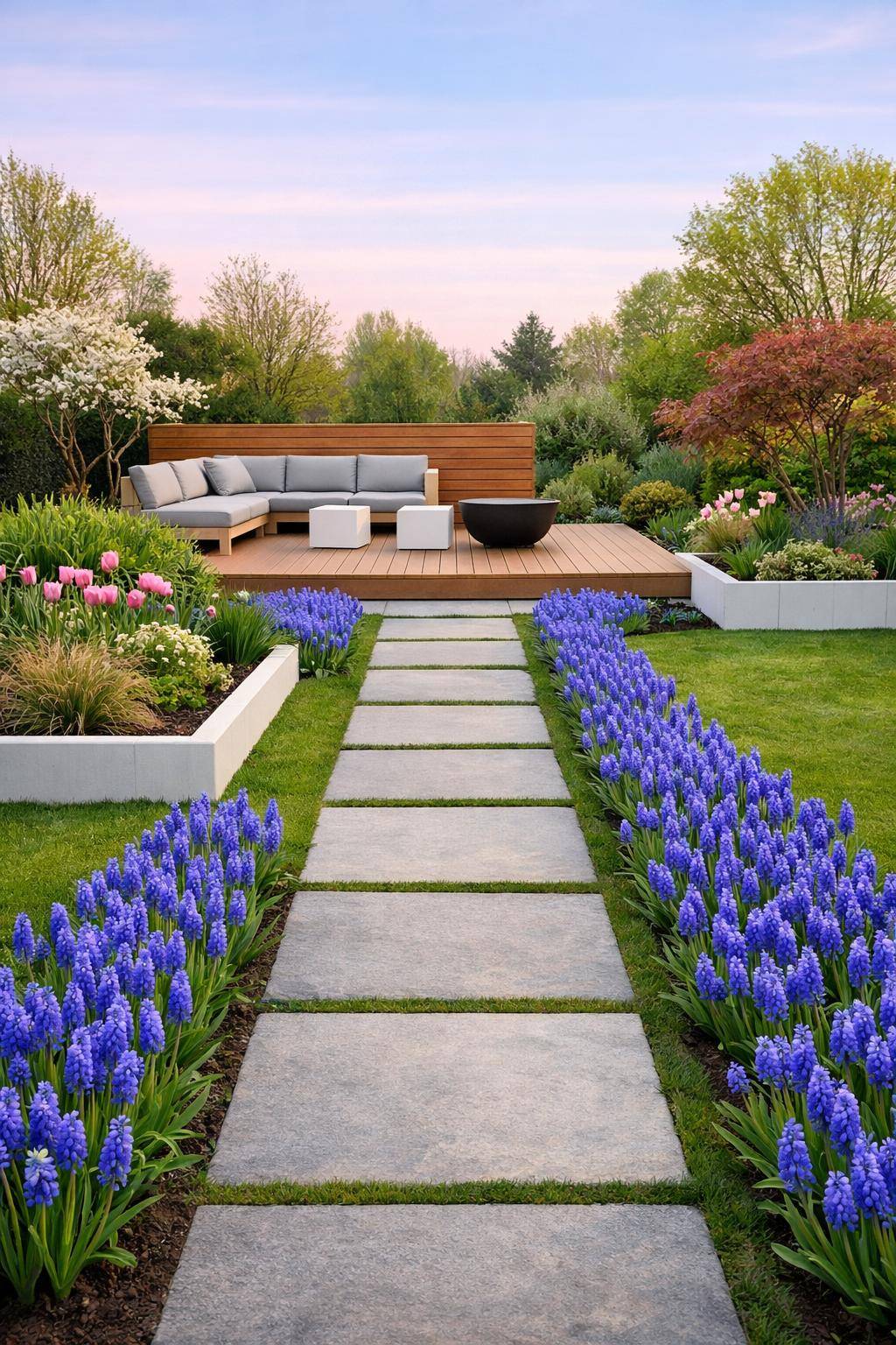 Die schönsten Frühlingsblumen für deinen Garten- Streue Traubenhyazinthen für leuchtendes Blau