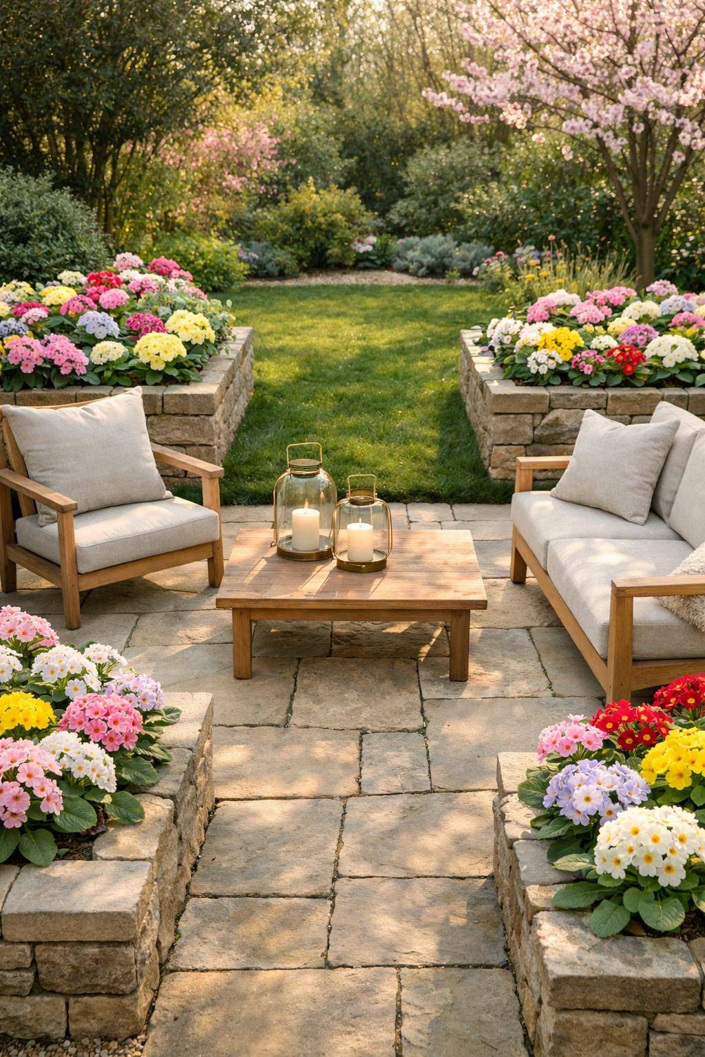 Die schönsten Frühlingsblumen für deinen Garten- Umrahme Plätze mit farbenfrohen Primeln