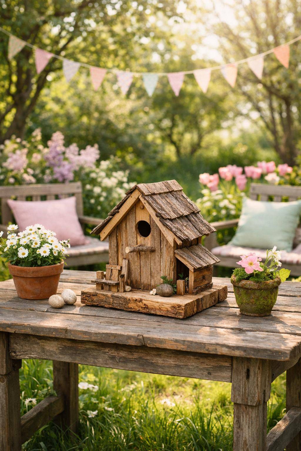 Frühlingsdeko für den Garten: Ideen & Inspiration- Bastle Vogelhäuser aus Holzresten