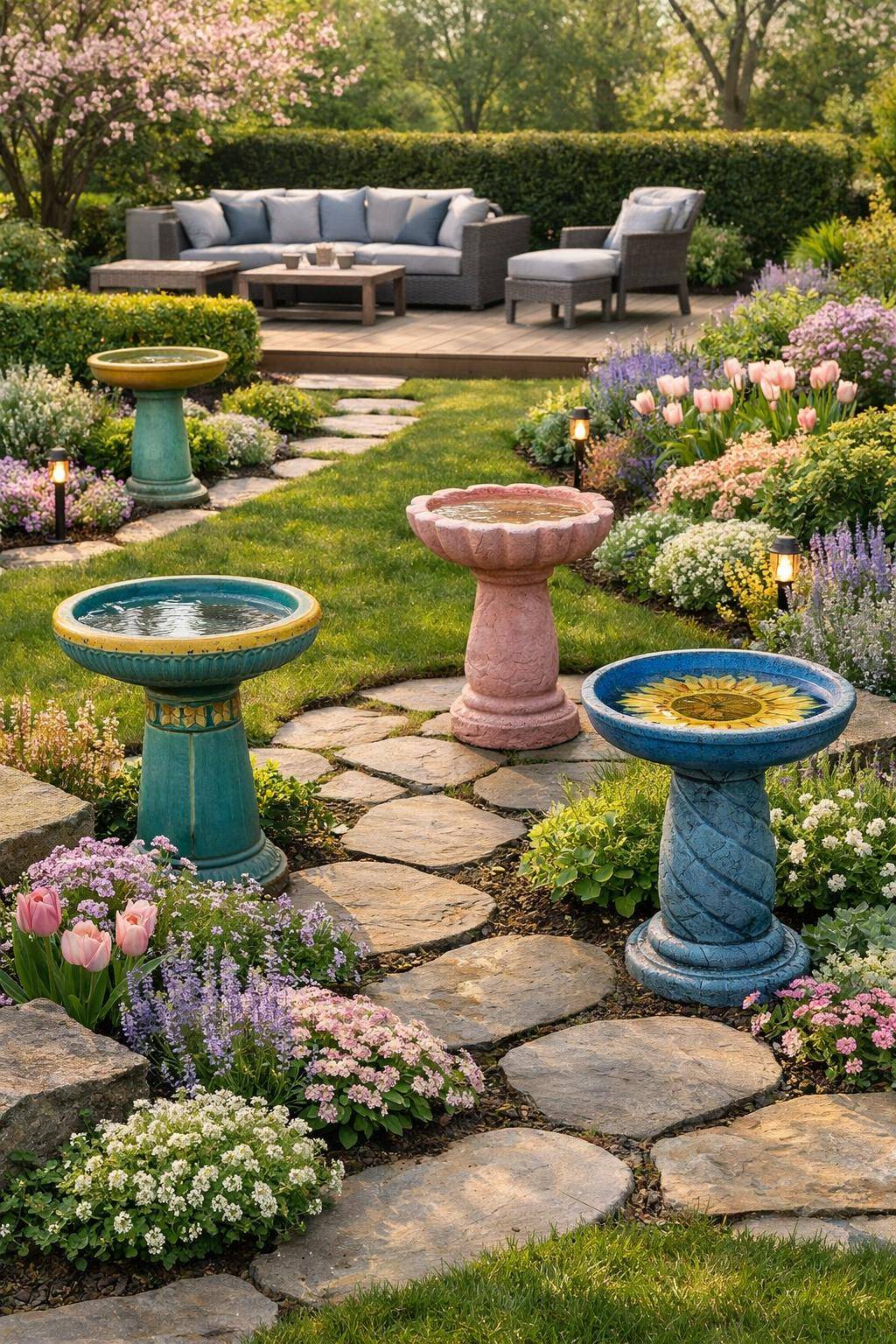 Frühlingsdeko für den Garten: Ideen & Inspiration- Setze Akzente mit bunten Vogeltränken