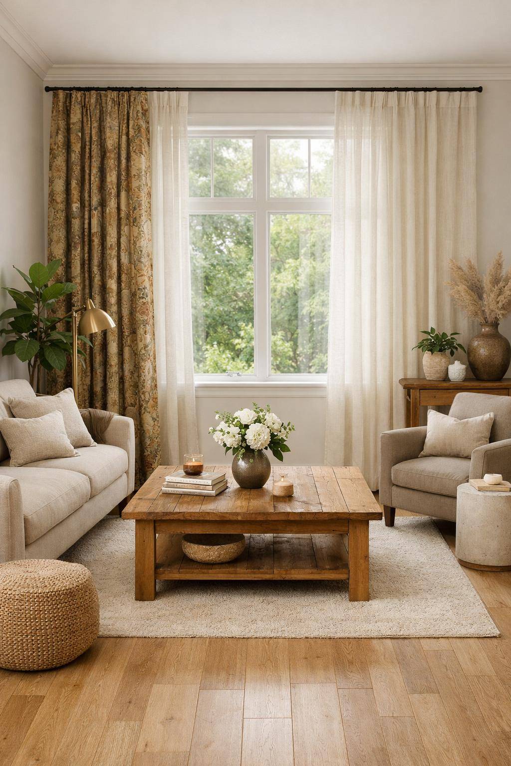 Gardinen-Ideen fürs Wohnzimmer- Kreiere einen Stilmix durch Kombination neuer und alter Gardinen