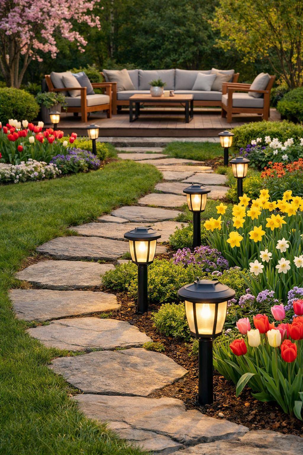 Ideen: Garten fit für den Frühling machen- Arrangiere Solarlampen für stimmungsvolles Licht