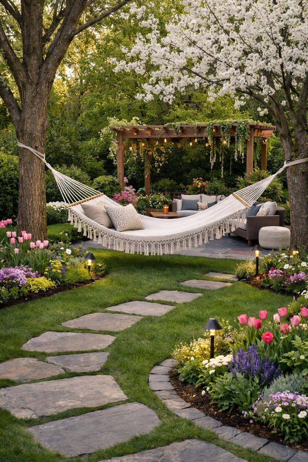 Ideen: Garten fit für den Frühling machen- Installiere eine Hängematte zum Entspannen