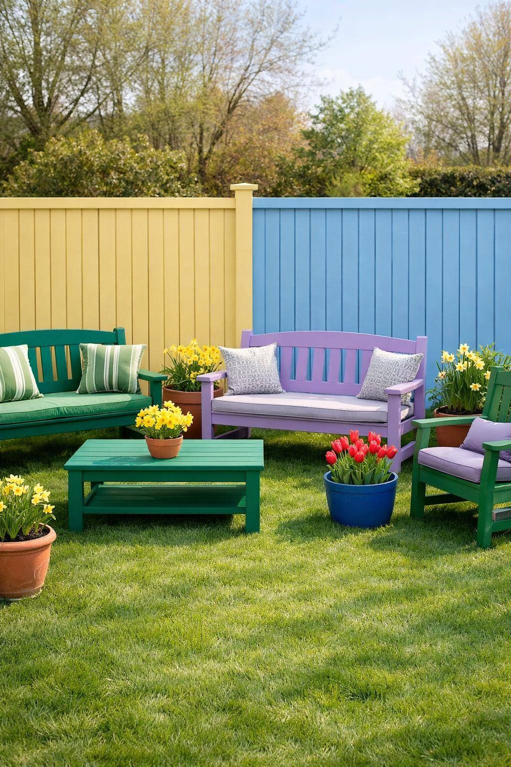 Ideen: Garten fit für den Frühling machen- Streiche Zaun und Gartenmöbel farbenfroh