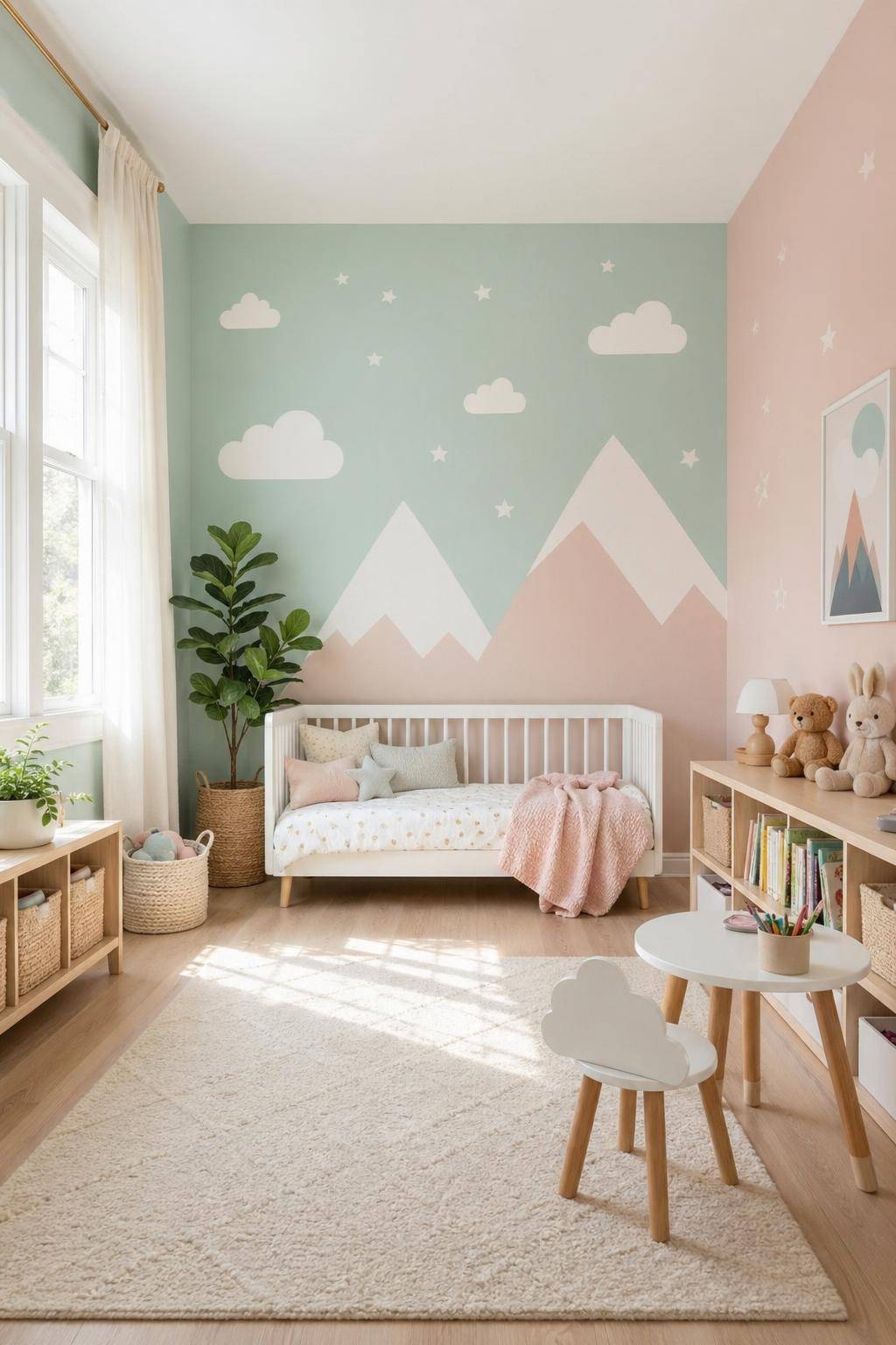 Ideen für Kinderzimmer-Farben- Gestalte Wände mit Schablonen und Farben