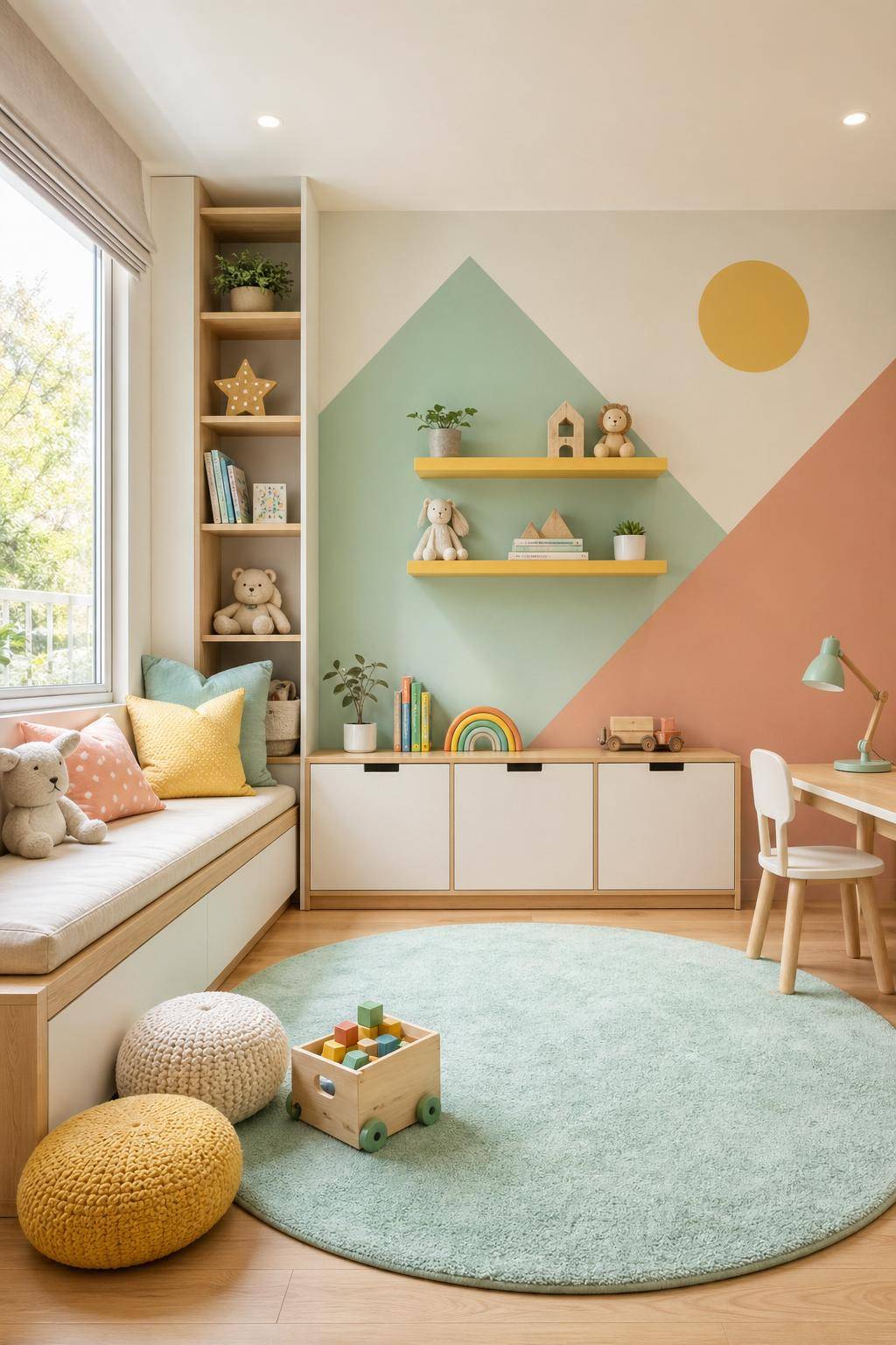 Ideen für Kinderzimmer-Farben- Gestalte eine Farb-Highlight-Ecke im Raum