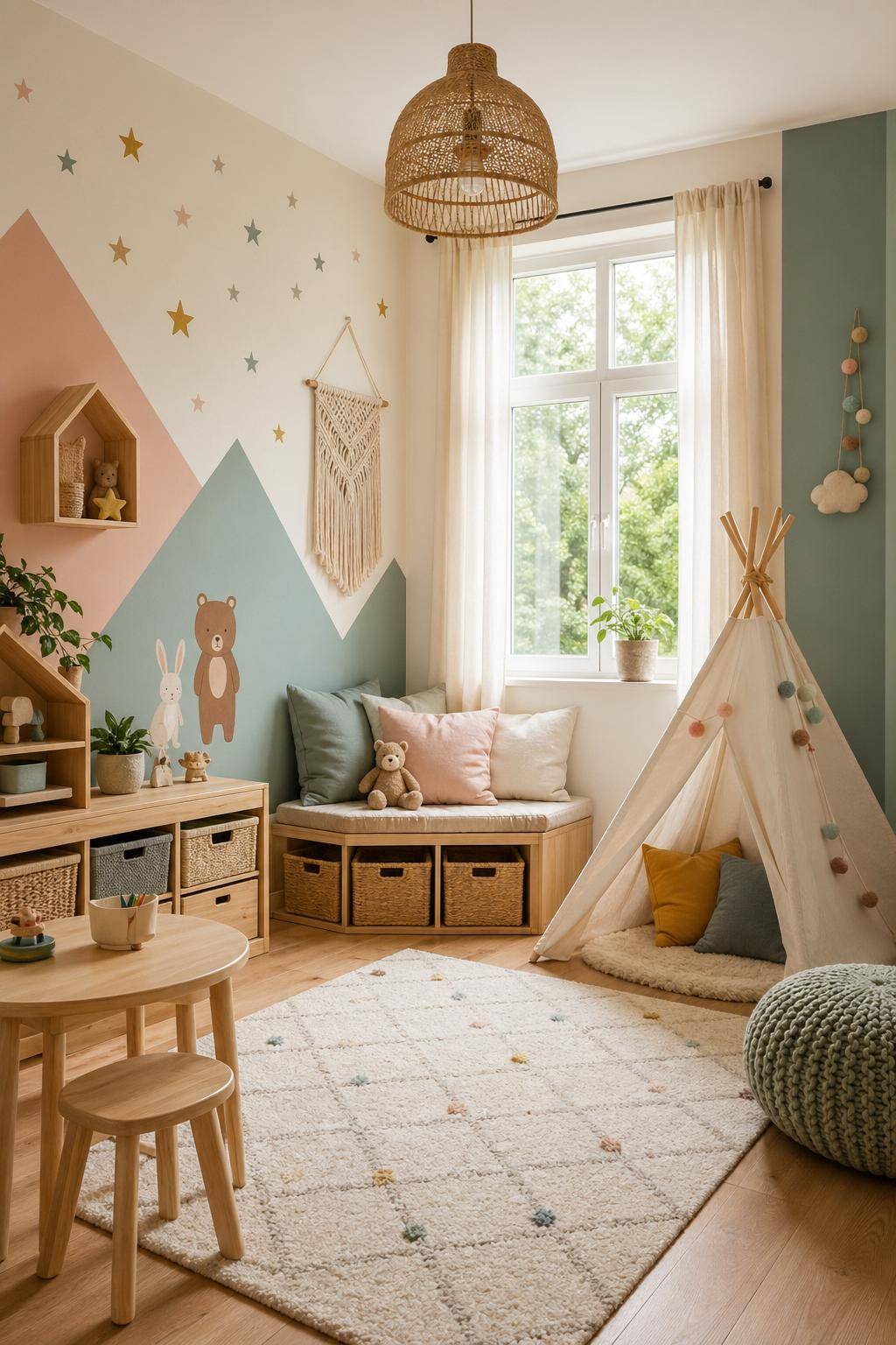 Ideen für Kinderzimmer-Farben- Integriere Wandsticker für spielerische Effekte