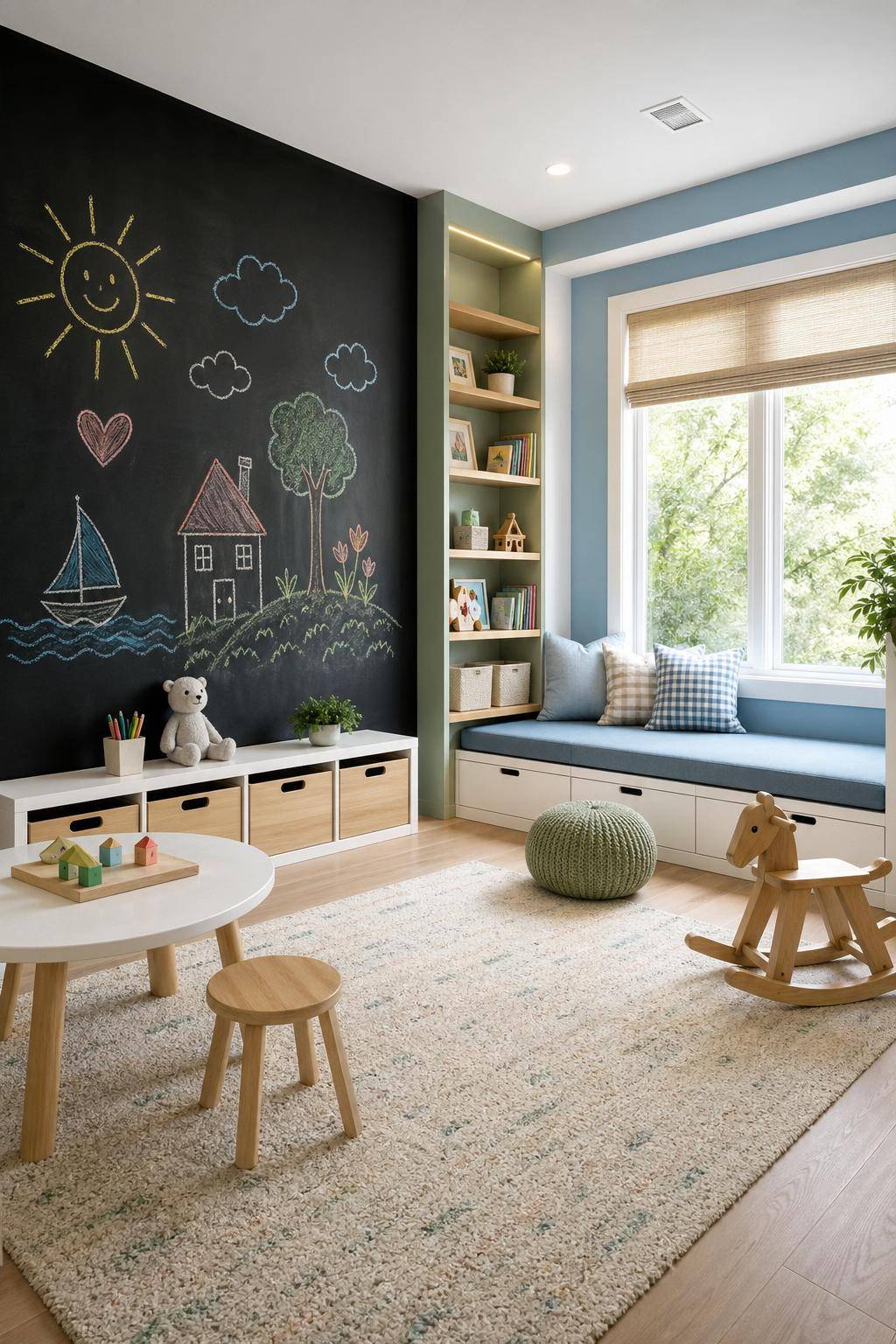 Ideen für Kinderzimmer-Farben- Spiel mit Kreidemalerei an Tafelfarbenwänden