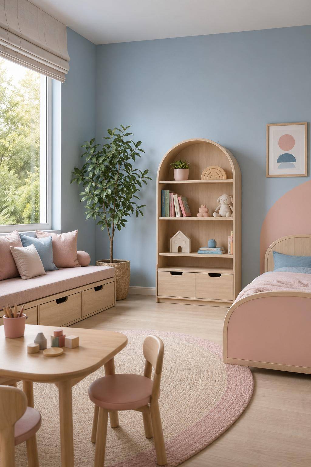 Ideen für Kinderzimmer-Farben- Wähle eine Hauptfarbe und kombiniere sanft