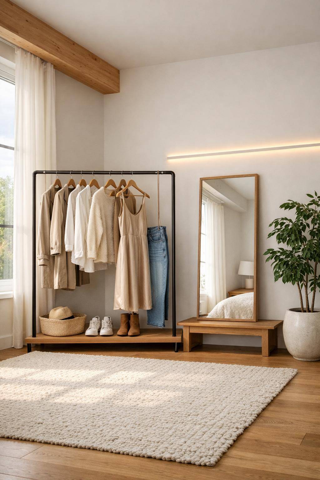 Ideen für Kleiderschrank-Alternativen- Präsentiere Lieblingsstücke auf einer Kleiderstange