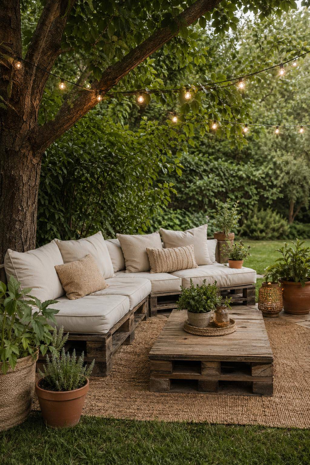 Ideen für Sitzecken im Garten- Baue dir eine Lounge aus Europaletten
