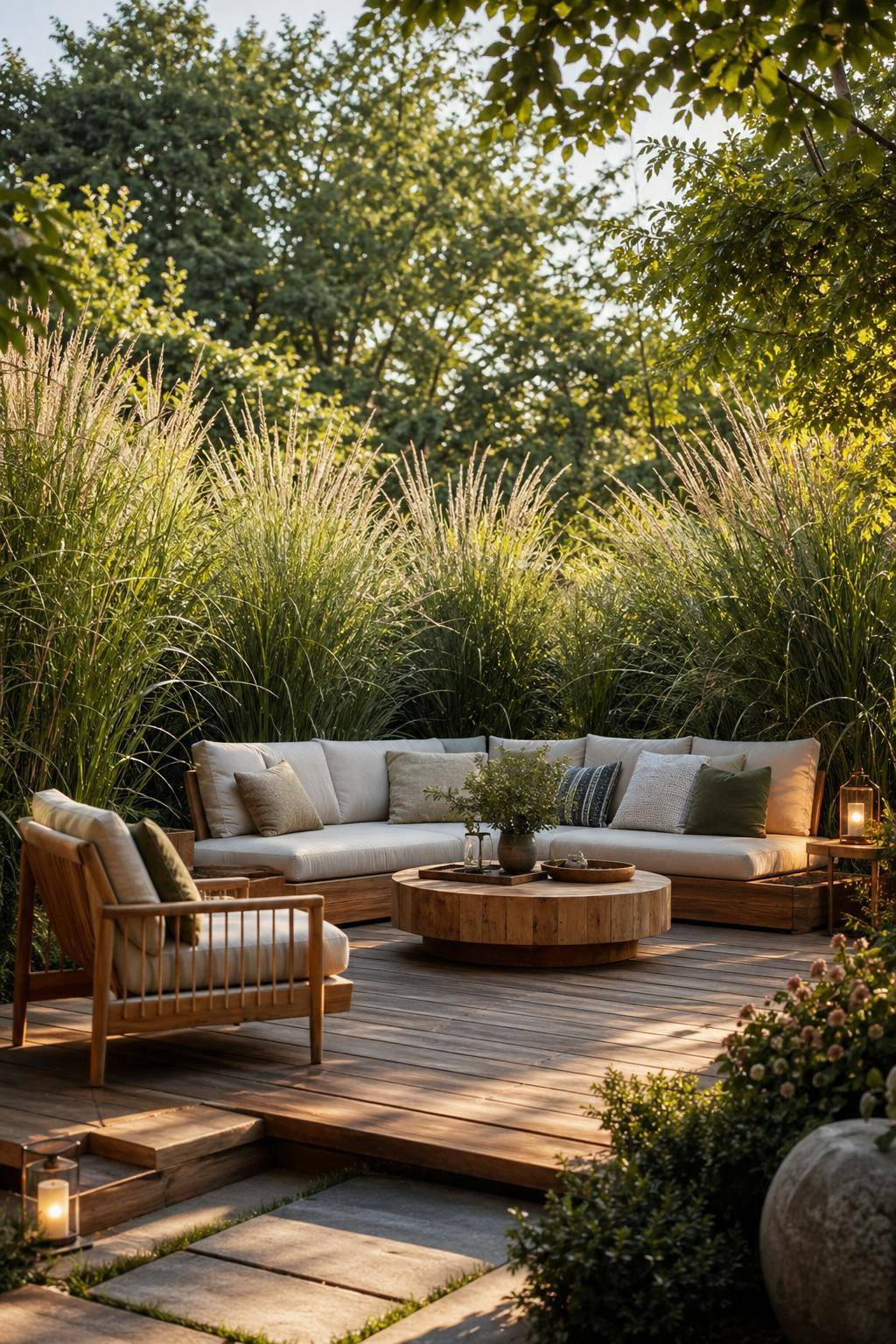 Ideen für Sitzecken im Garten- Pflanze Sichtschutz aus hohen Gräsern