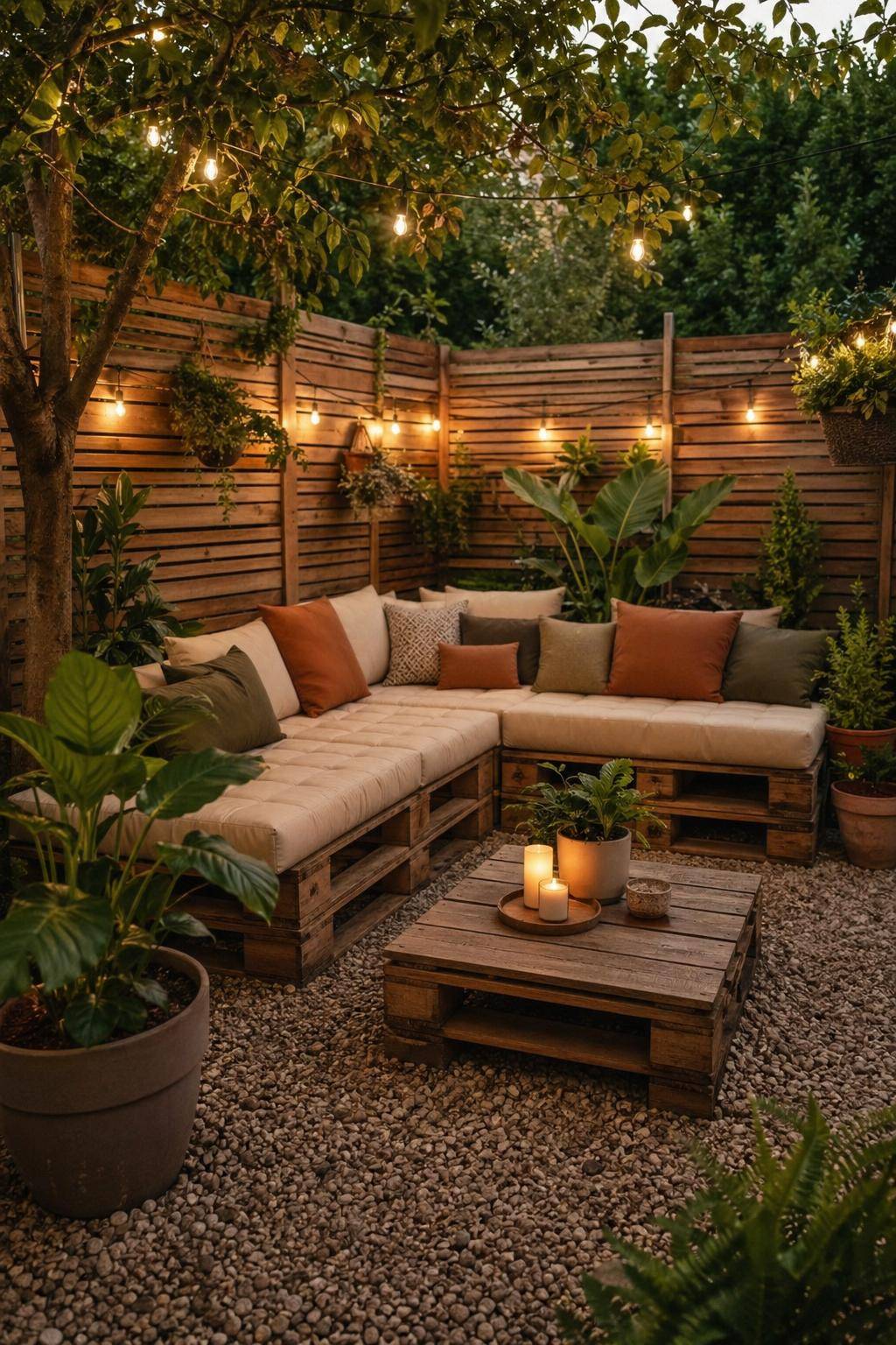 Ideen für Sitzecken im Garten- Verwende DIY-Möbel aus recyceltem Holz