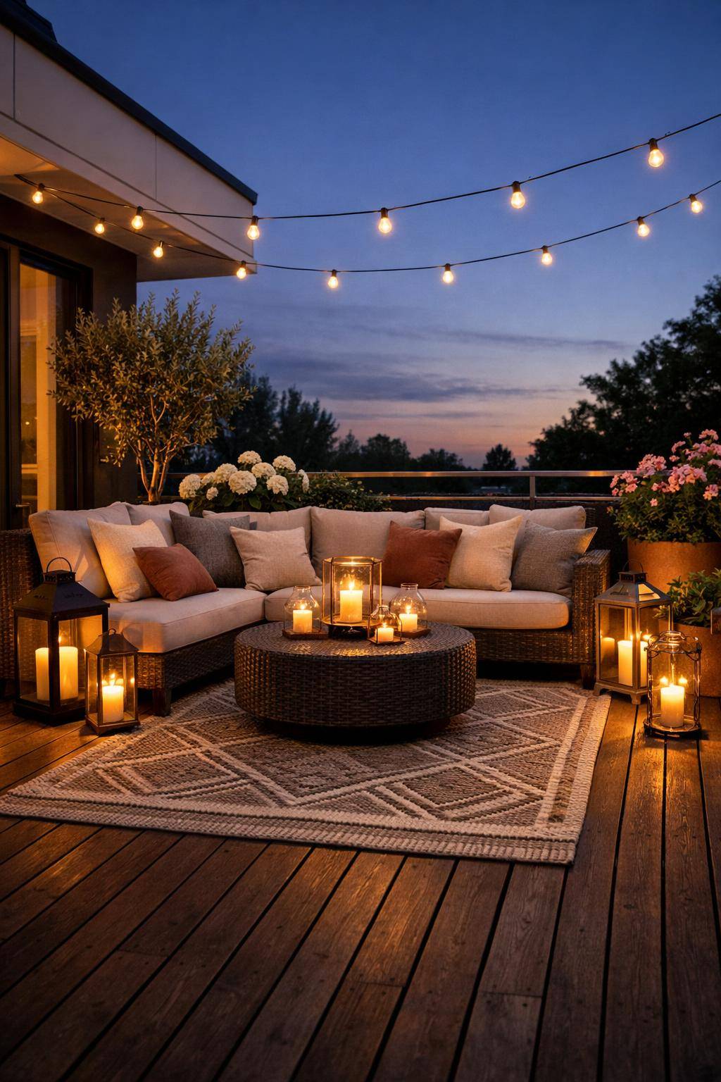 Ideen für Terrassengestaltung- Setze Akzente mit Windlichtern und Laternen