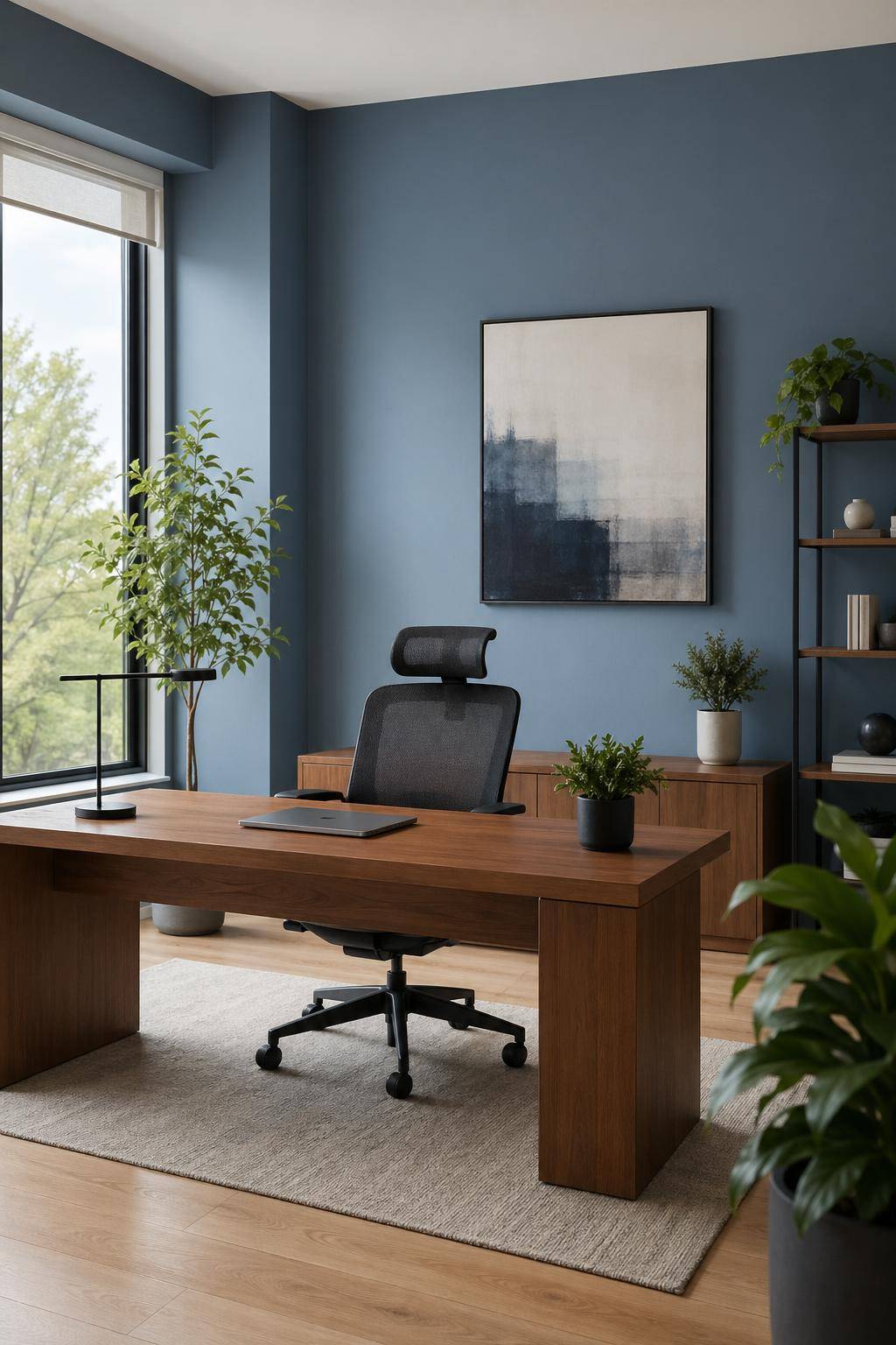 Ideen für Wandfarbe im Büro-Wähle beruhigende Blautöne für mehr Fokus