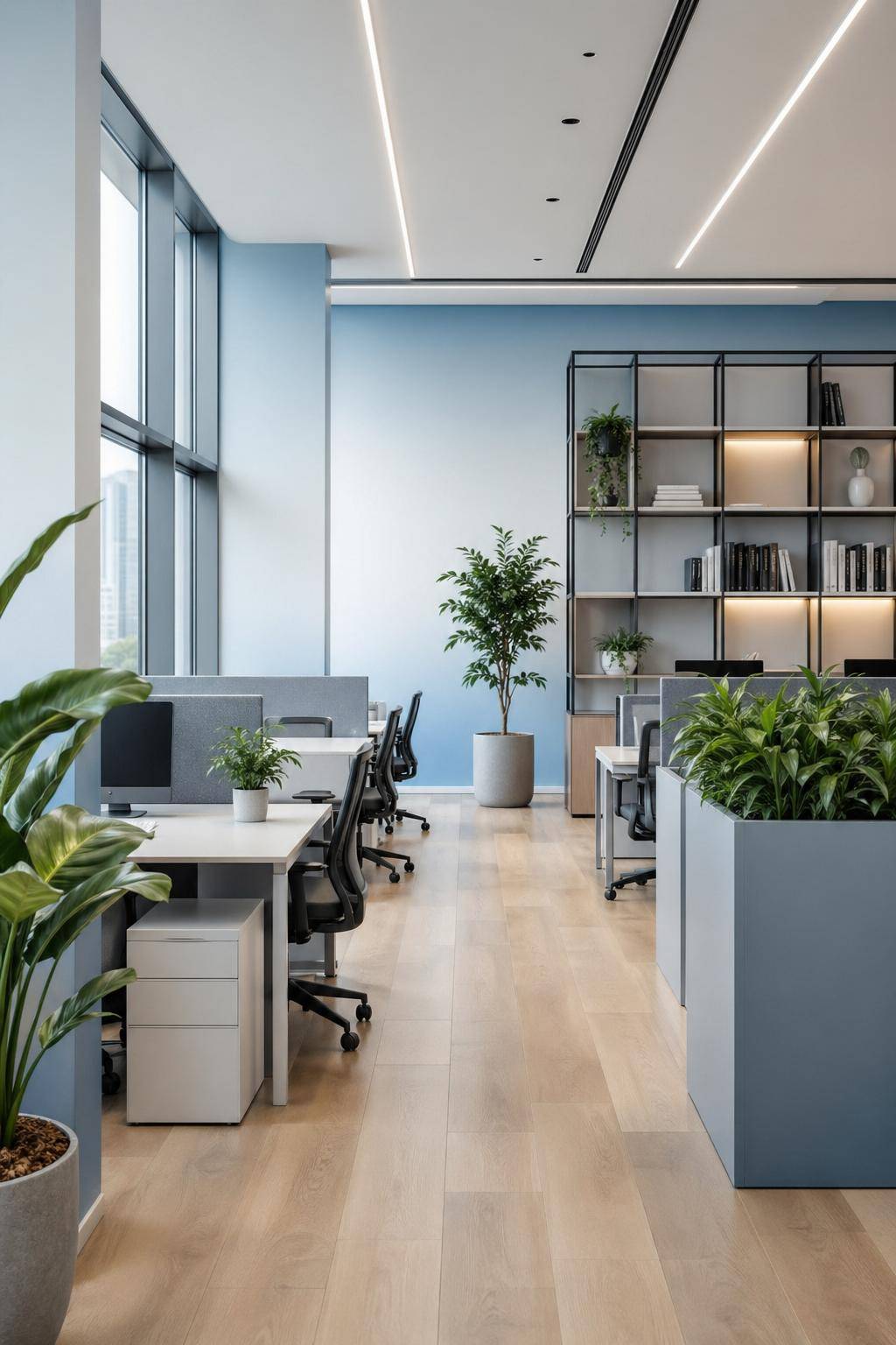 Ideen für Wandfarbe im Büro- Gestalte Farbübergänge als sanften Ombré-Look