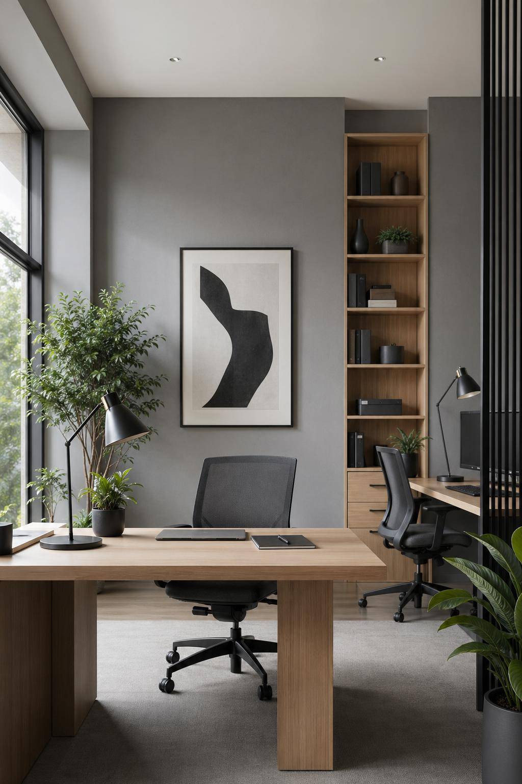 Ideen für Wandfarbe im Büro- Probiere Grautöne für schlichte Eleganz