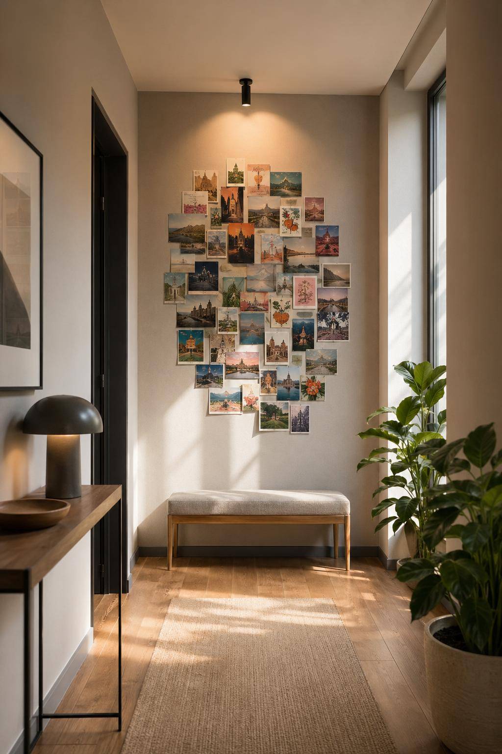 Ideen für Wandgestaltung im Flur- Gestalte eine Collage aus Postkarten