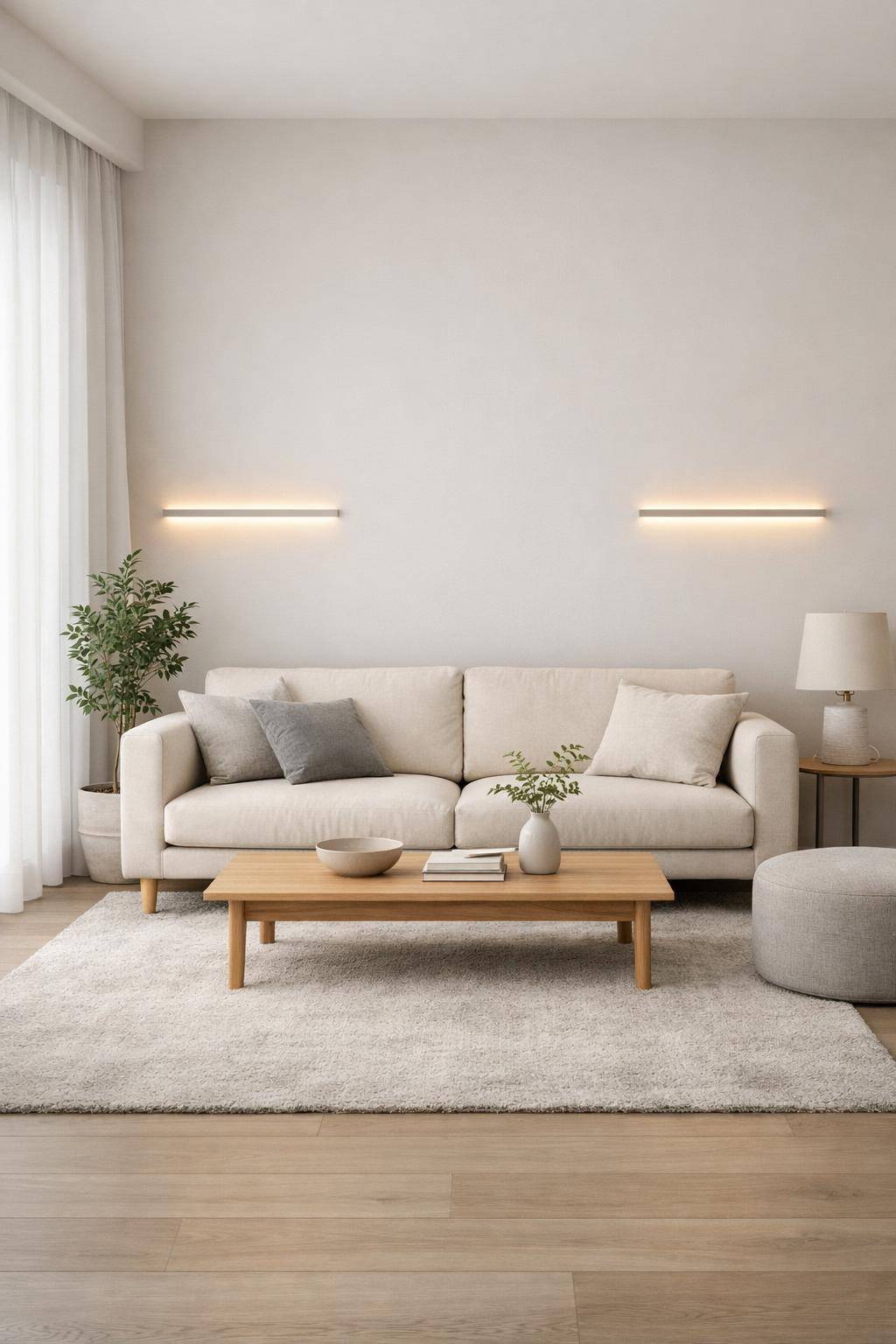 Ideen für Wandleuchten im Wohnzimmer- Setze auf minimalistische Modelle für ruhige Eleganz