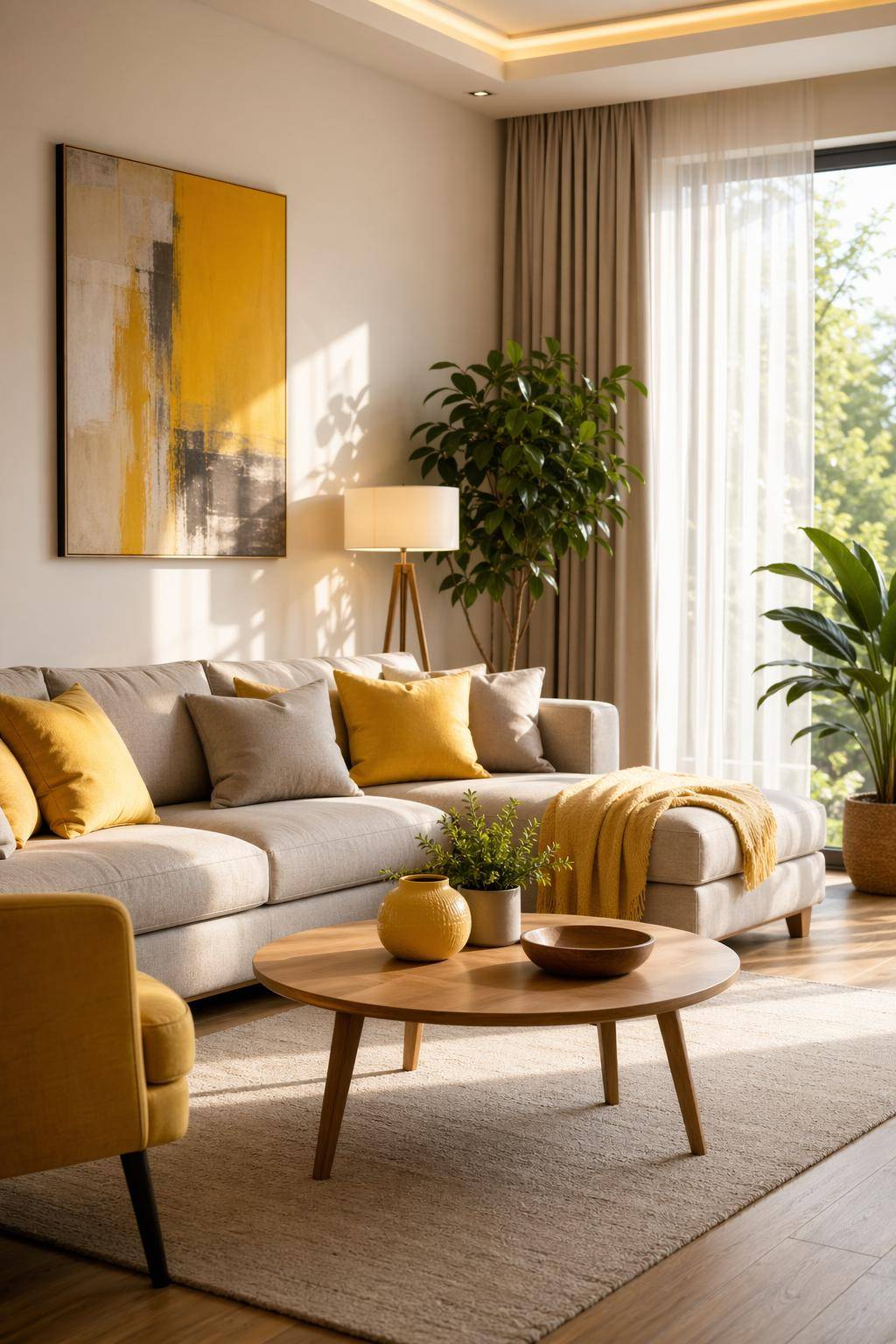 Ideen für Wohnzimmer in Gelb-Setze gelbe Akzentkissen für frische Highlights