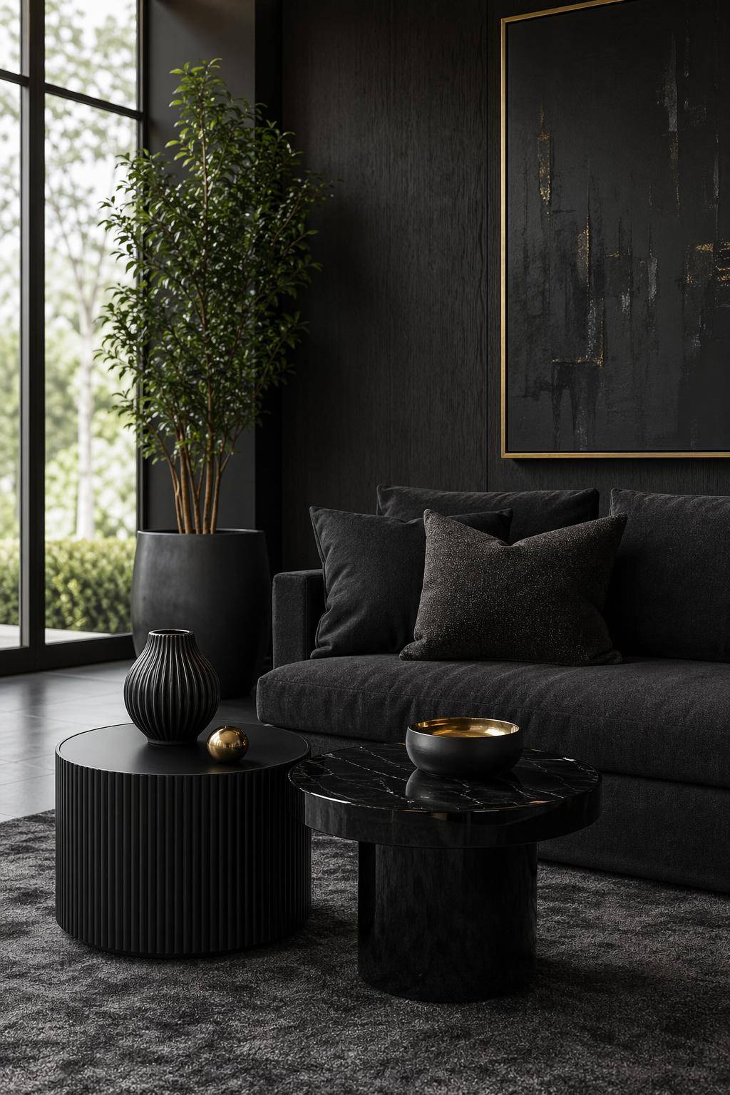 Ideen für Wohnzimmer in Schwarz- Style Beistelltische in Schwarz für Harmonie