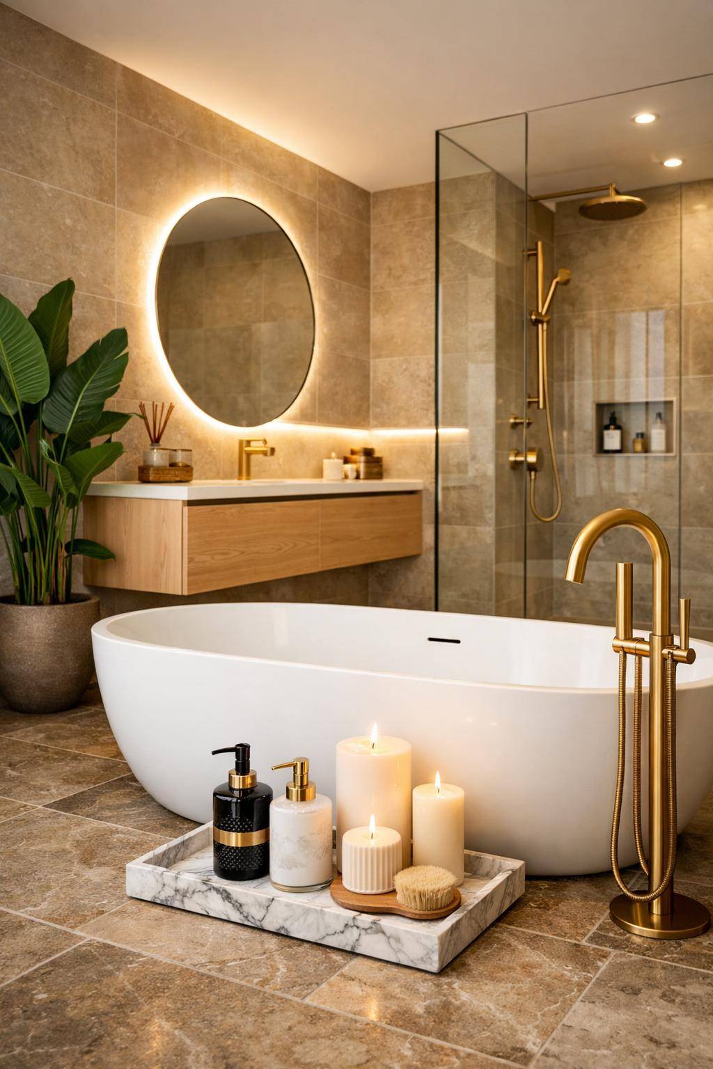 Ideen für moderne Badezimmer- Präsentiere hochwertige Accessoires als Highlights