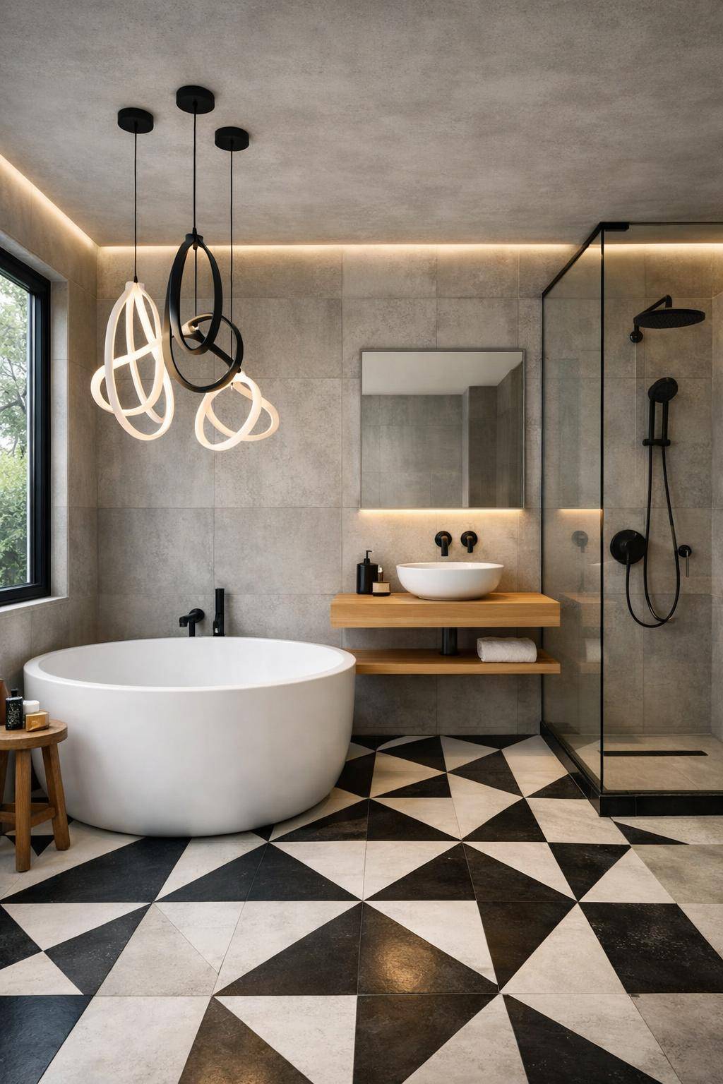 Ideen für moderne Badezimmer- Probiere außergewöhnliche Deckenleuchten für Eyecatcher