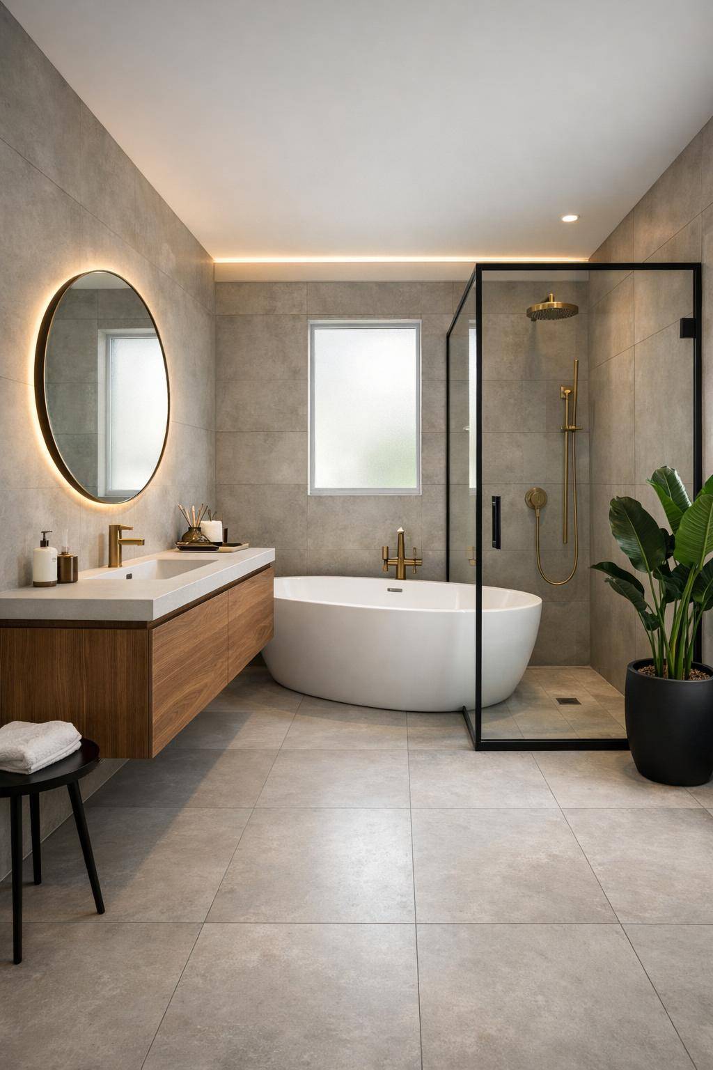 Ideen für moderne Badezimmer- Spiele mit runden Spiegeln für weiche Formen