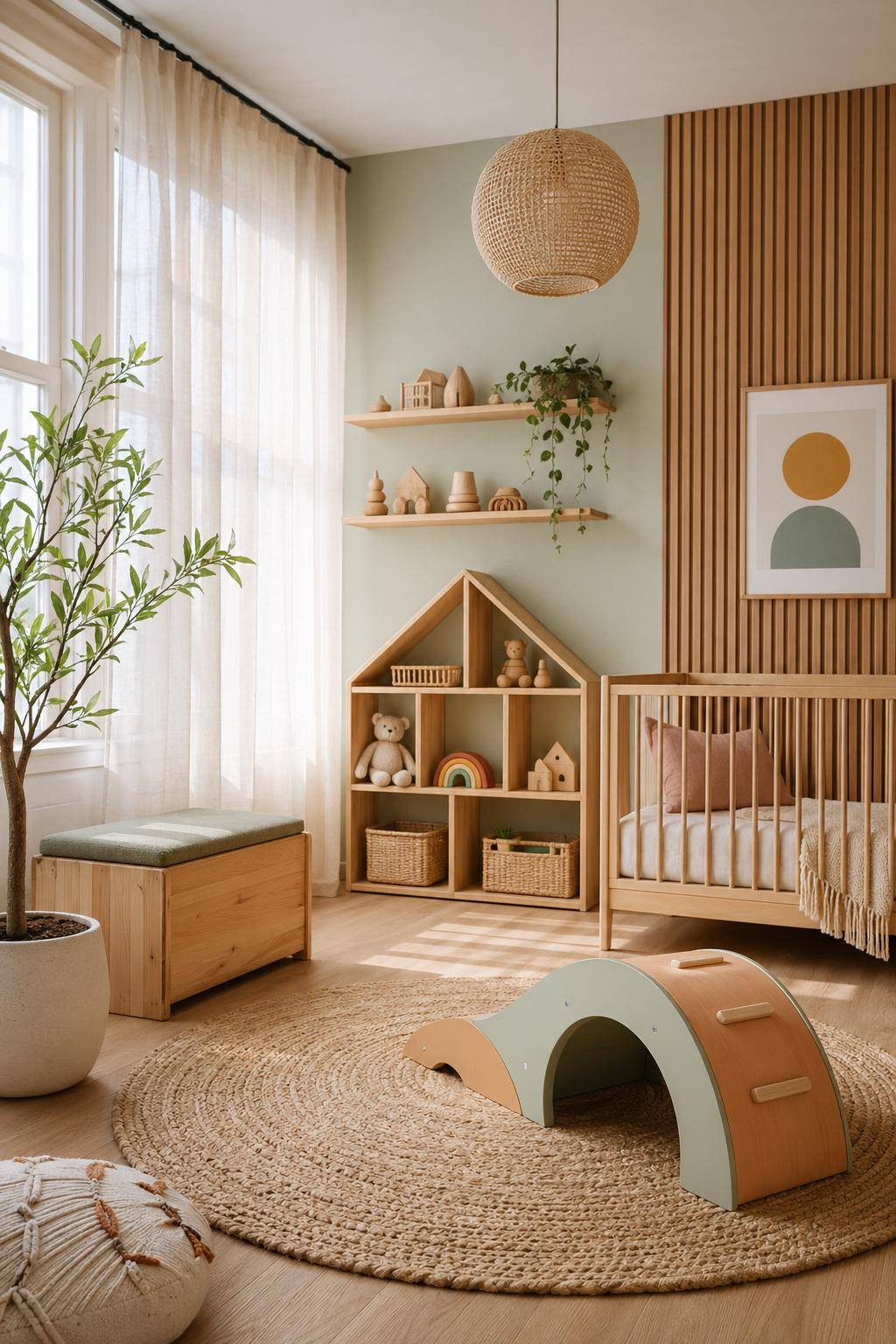 Ideen für moderne Kinderzimmer- Kombiniere Naturmaterialien für modernes Flair