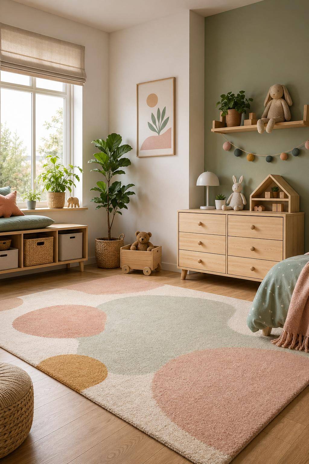 Ideen für moderne Kinderzimmer- Setze auf Teppiche für Gemütlichkeit