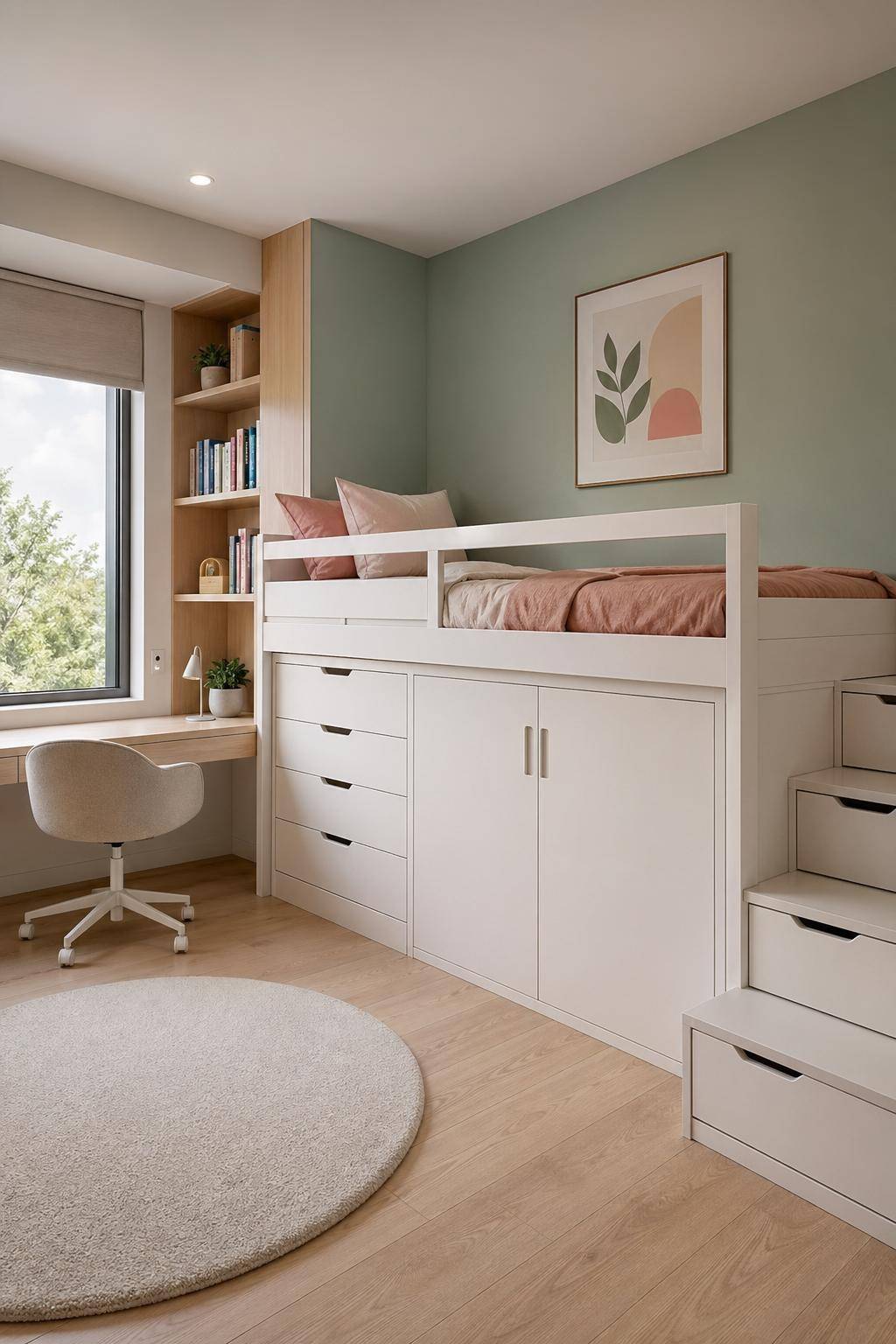 Ideen für moderne Kinderzimmer- Verstecke Stauraum unter dem Hochbett