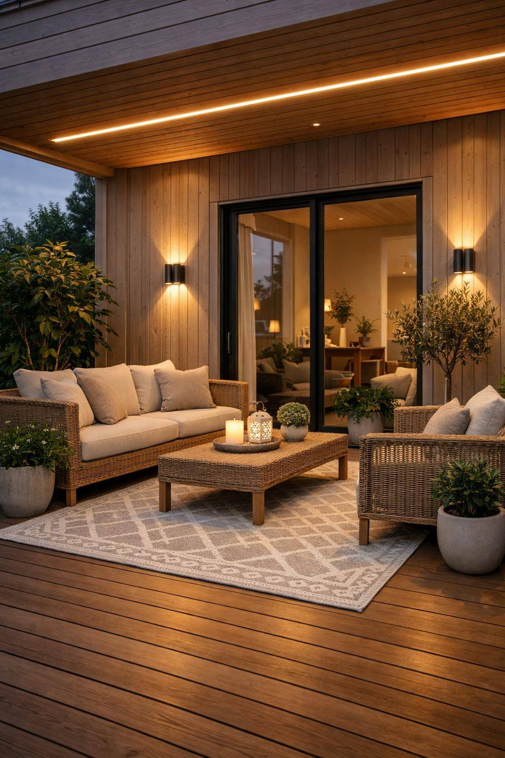 Ideen und Inspiration für Holzterrasse- Platziere Outdoor-Teppiche für extra Wohlfühlfaktor