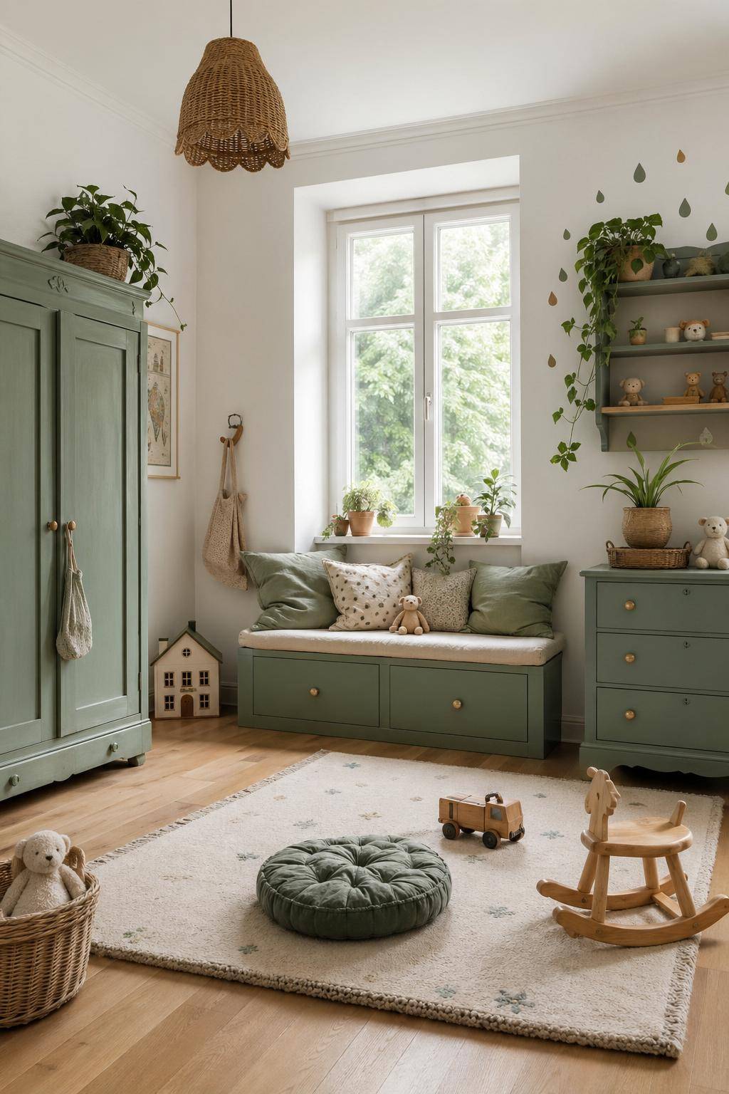 Kinderzimmer in Grün- Verwandle alte Möbel mit grüner Kreidefarbe