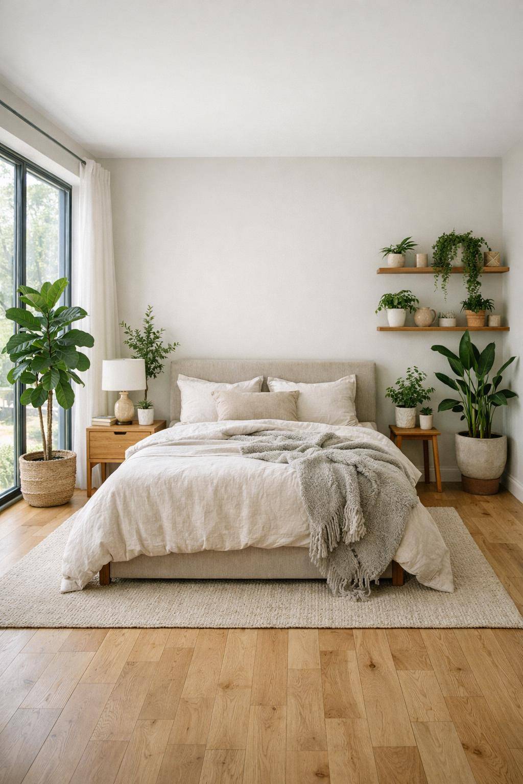 Modernes Schlafzimmer einrichten- Arrangiere Pflanzen für frische Akzente