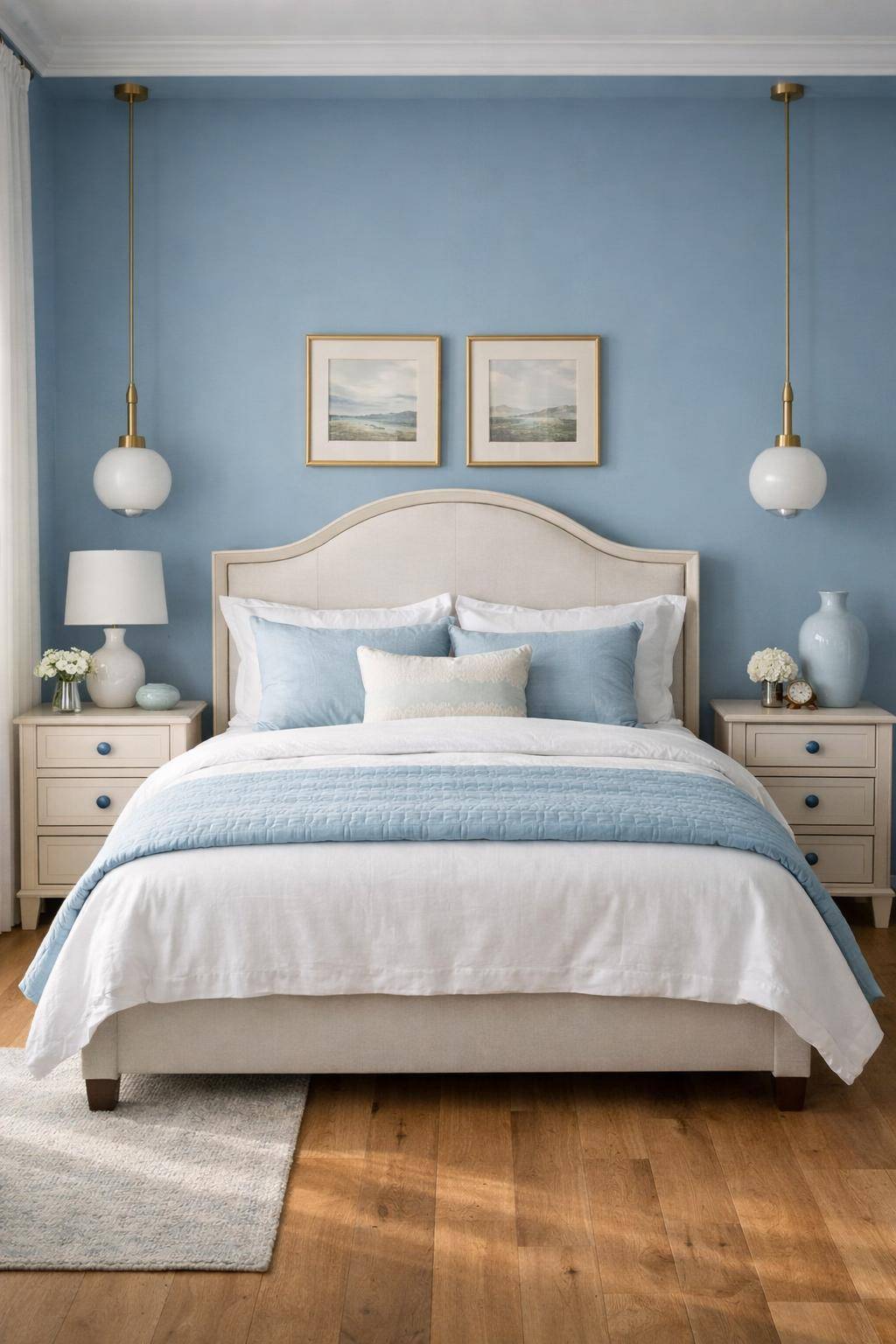 Schöne Ideen für Schlafzimmer in Blau- Tausche Griffe gegen blaue Keramikknöpfe