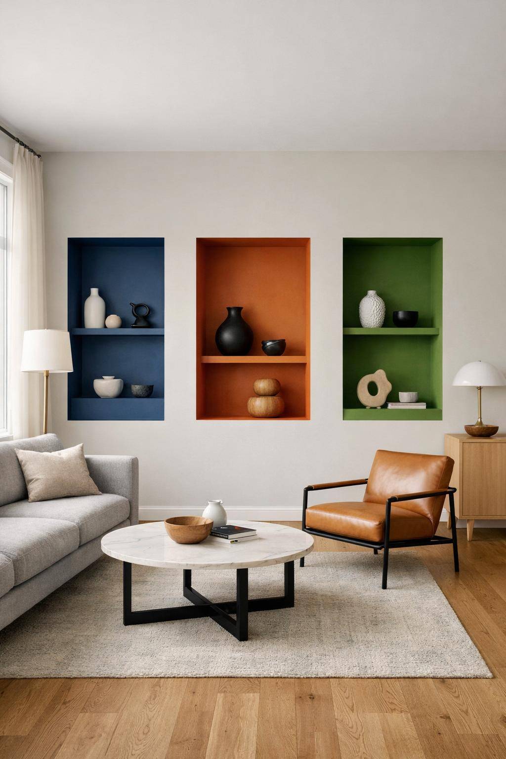 Schöne Ideen für Wandfarbe im Wohnzimmer-  
Bemale Wandnischen als farbige Eyecatcher