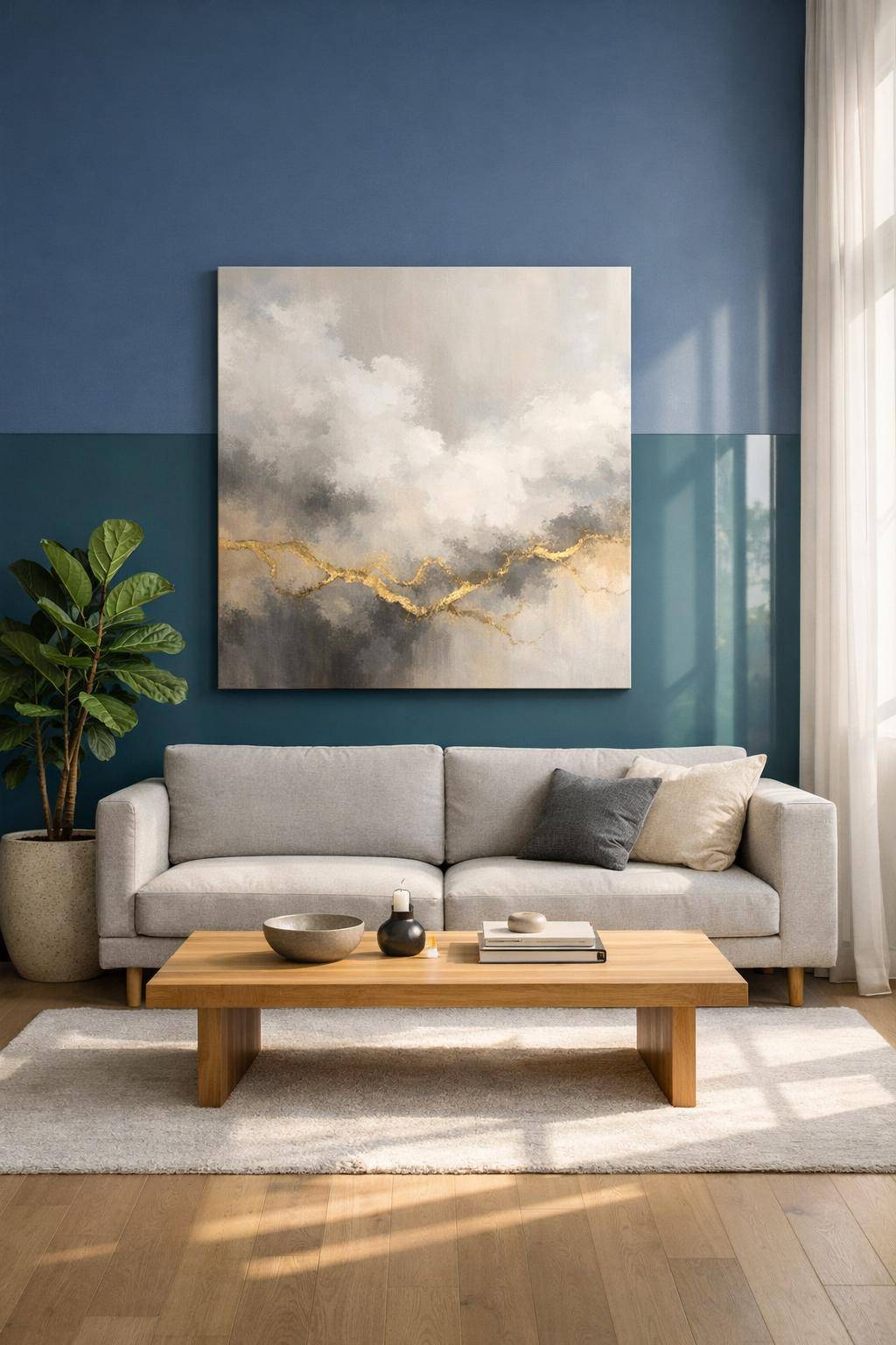 Schöne Ideen für Wandfarbe im Wohnzimmer-  
Mische matte und glänzende Farbtöne gezielt