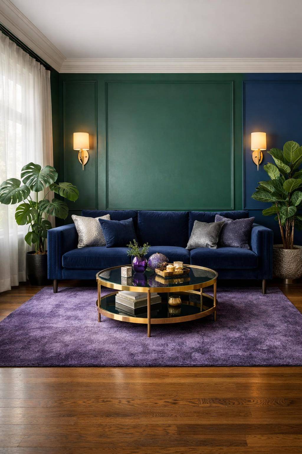 Schöne Ideen für Wandfarbe im Wohnzimmer-  
Teste mutige Edelsteinfarben für Eleganz