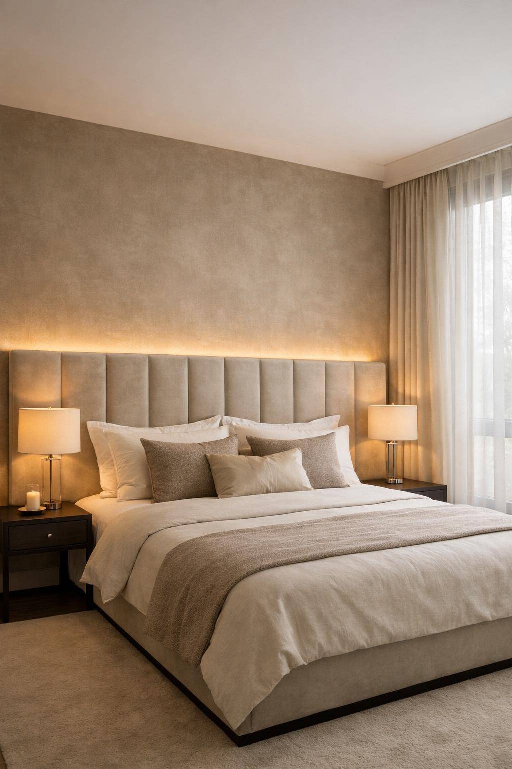 Schlafzimmer Beleuchtung: Ideen und Inspiration- Gestalte mit indirektem Licht hinter dem Kopfteil