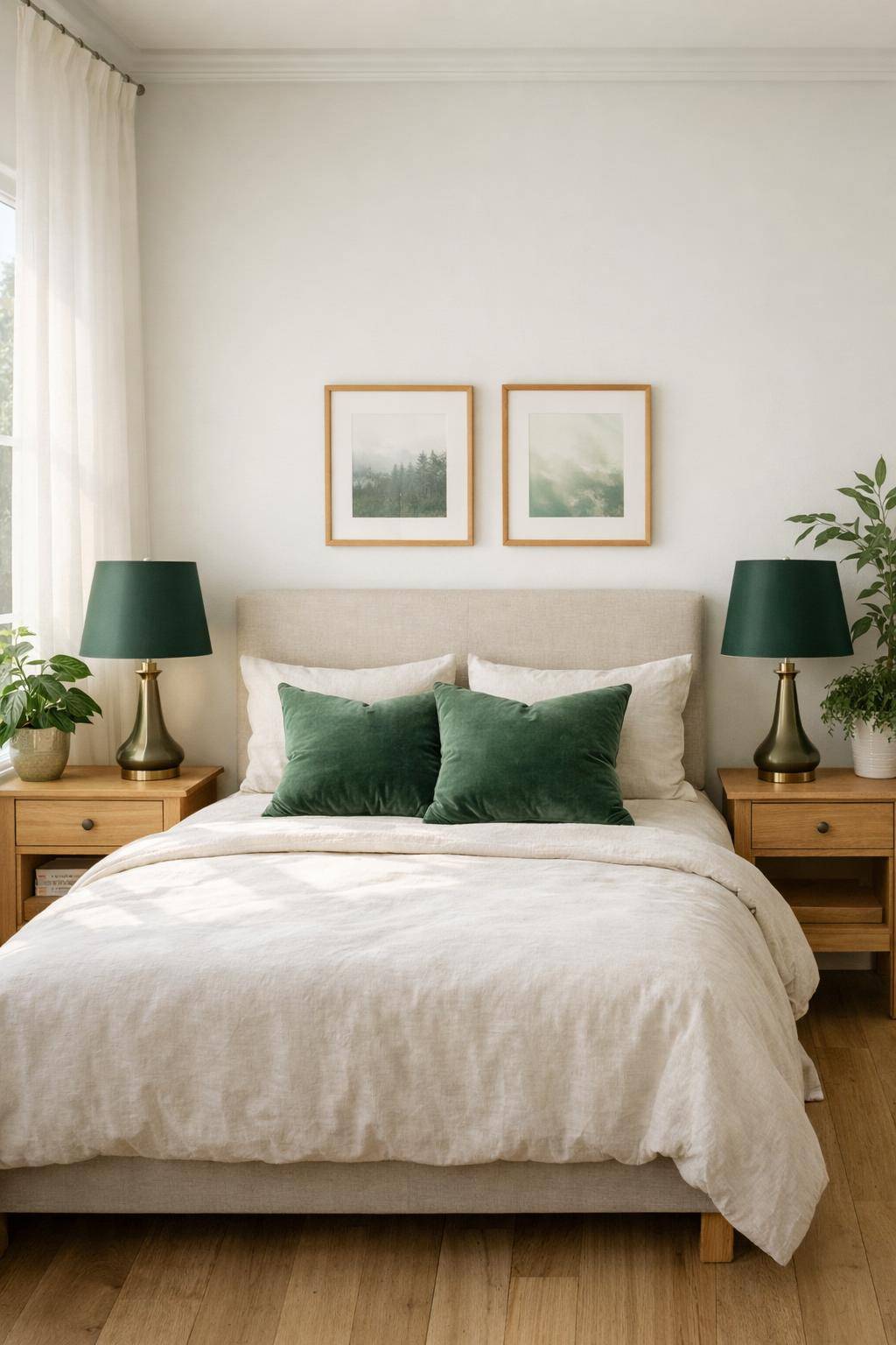 Schlafzimmer in Grün: Ideen und Inspiration- Entscheide dich für waldgrüne Lampenschirme