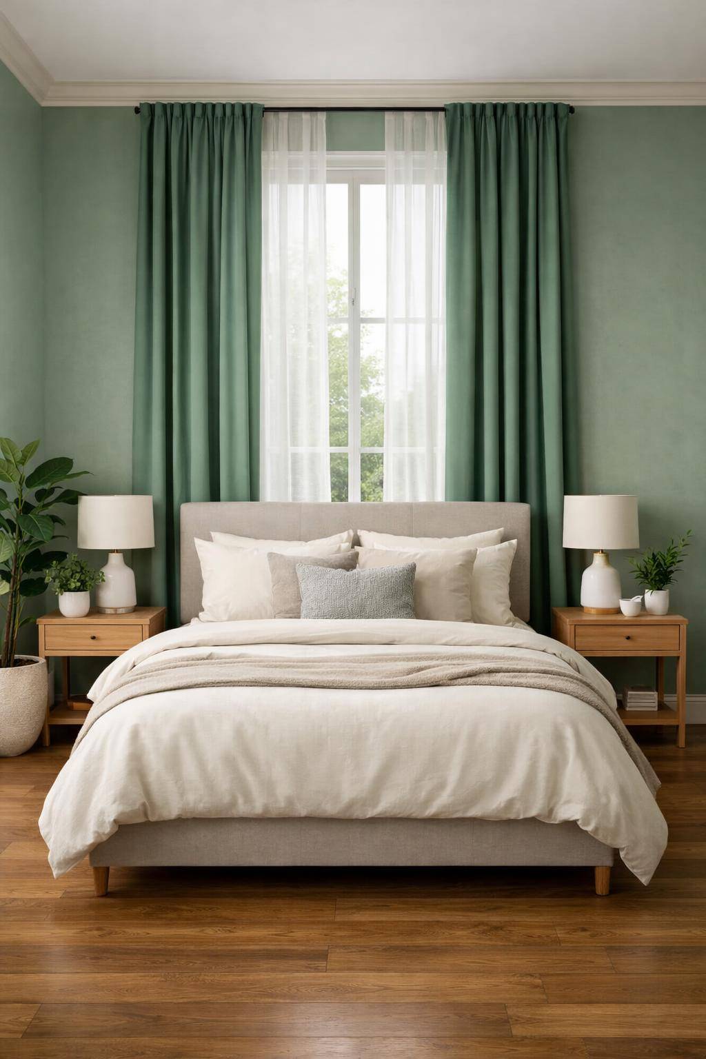 Schlafzimmer in Grün: Ideen und Inspiration- Lasse jadegrüne Vorhänge für Harmonie sprechen
