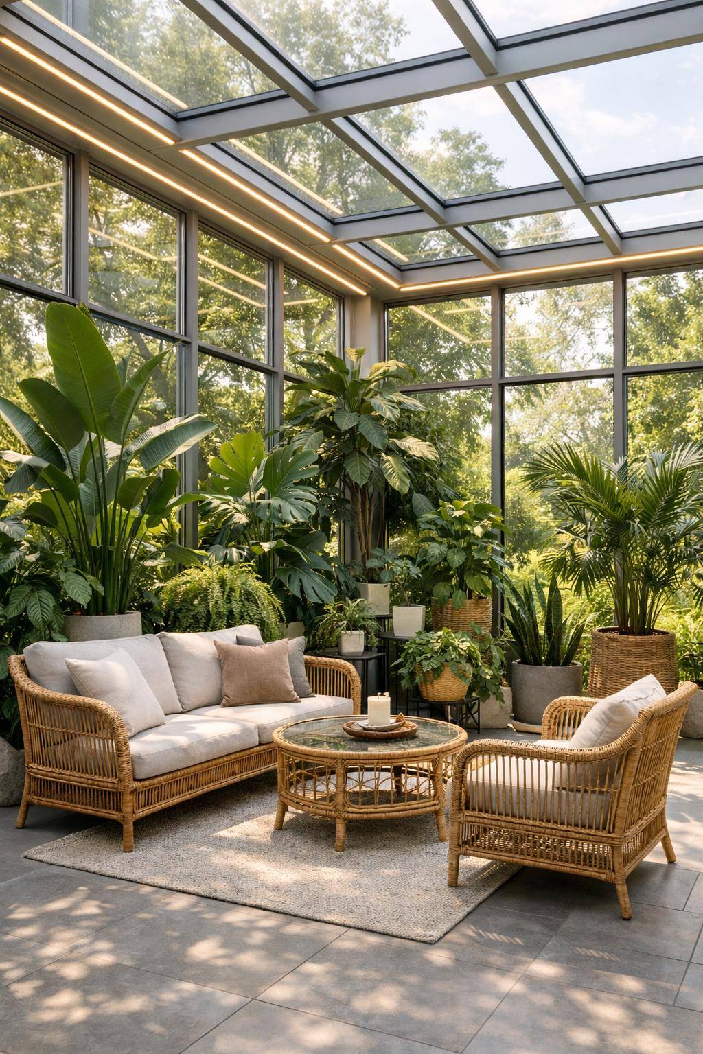 Wintergarten einrichten- Integriere Pflanzen für grünes Wohlfühlflair