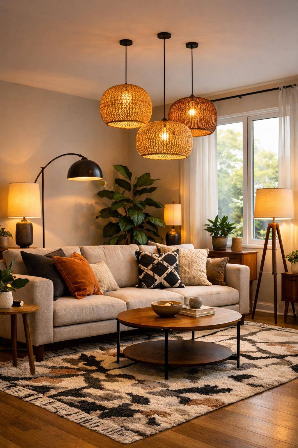 Wohnzimmer einrichten: Ideen und Inspiration- Probiere unterschiedliche Lichtquellen für Atmosphäre