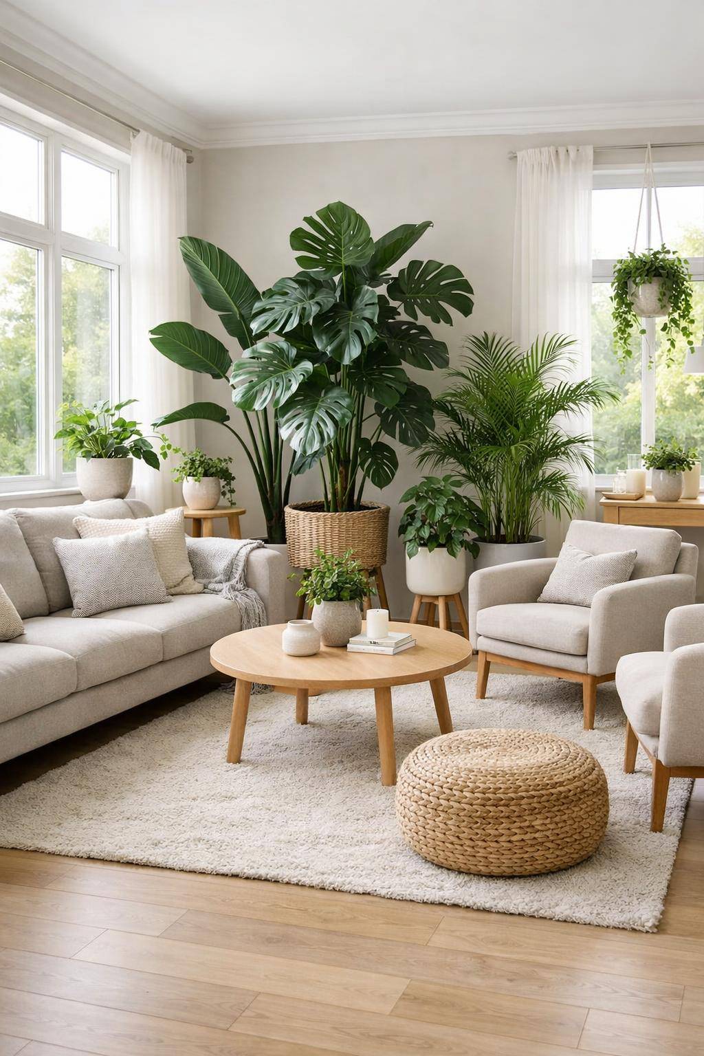 Wohnzimmer einrichten: Ideen und Inspiration- Setze Pflanzen als natürliche Dekoration ein