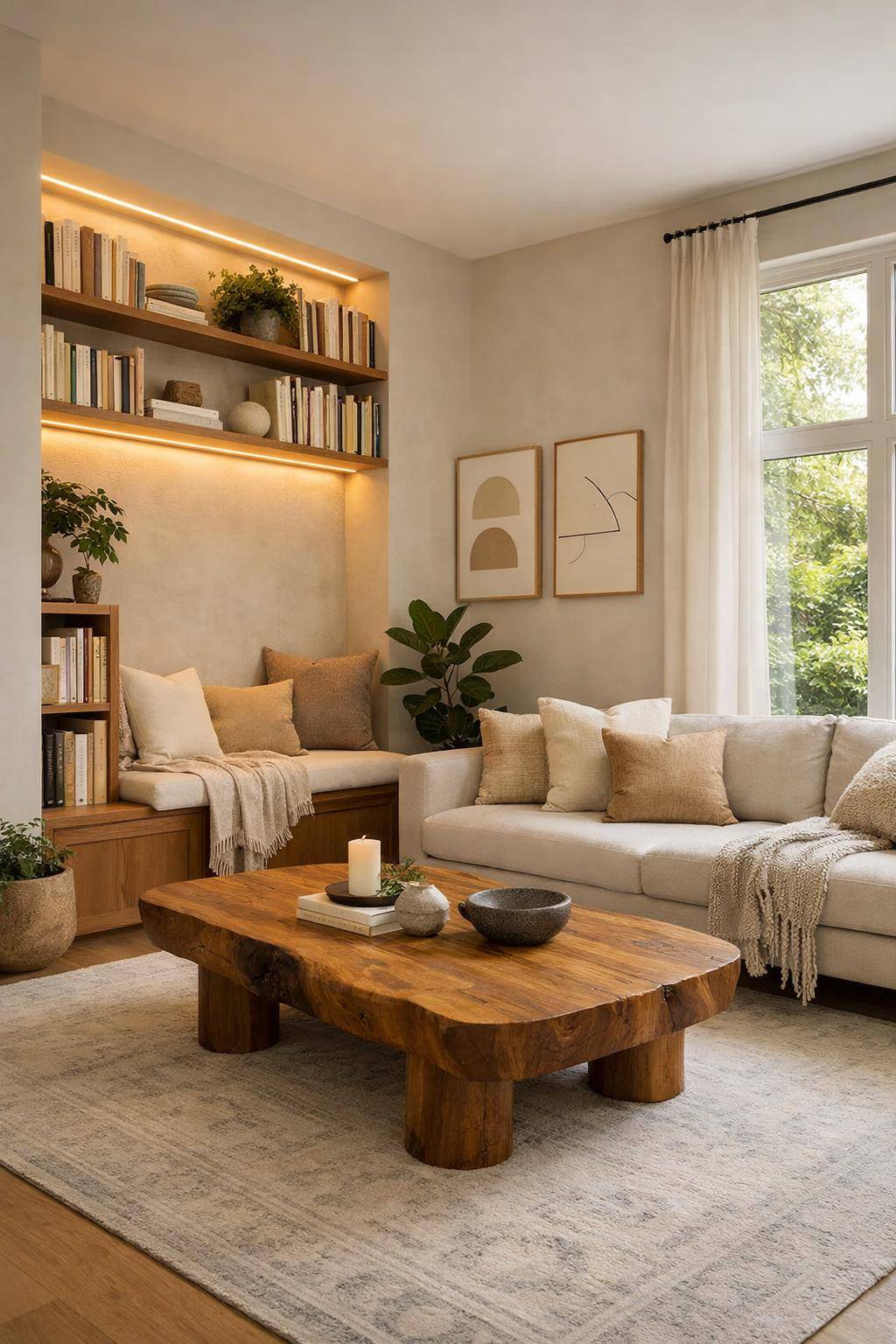 Wohnzimmer einrichten: Ideen und Inspiration- Stelle Lieblingsbücher dekorativ in Szene