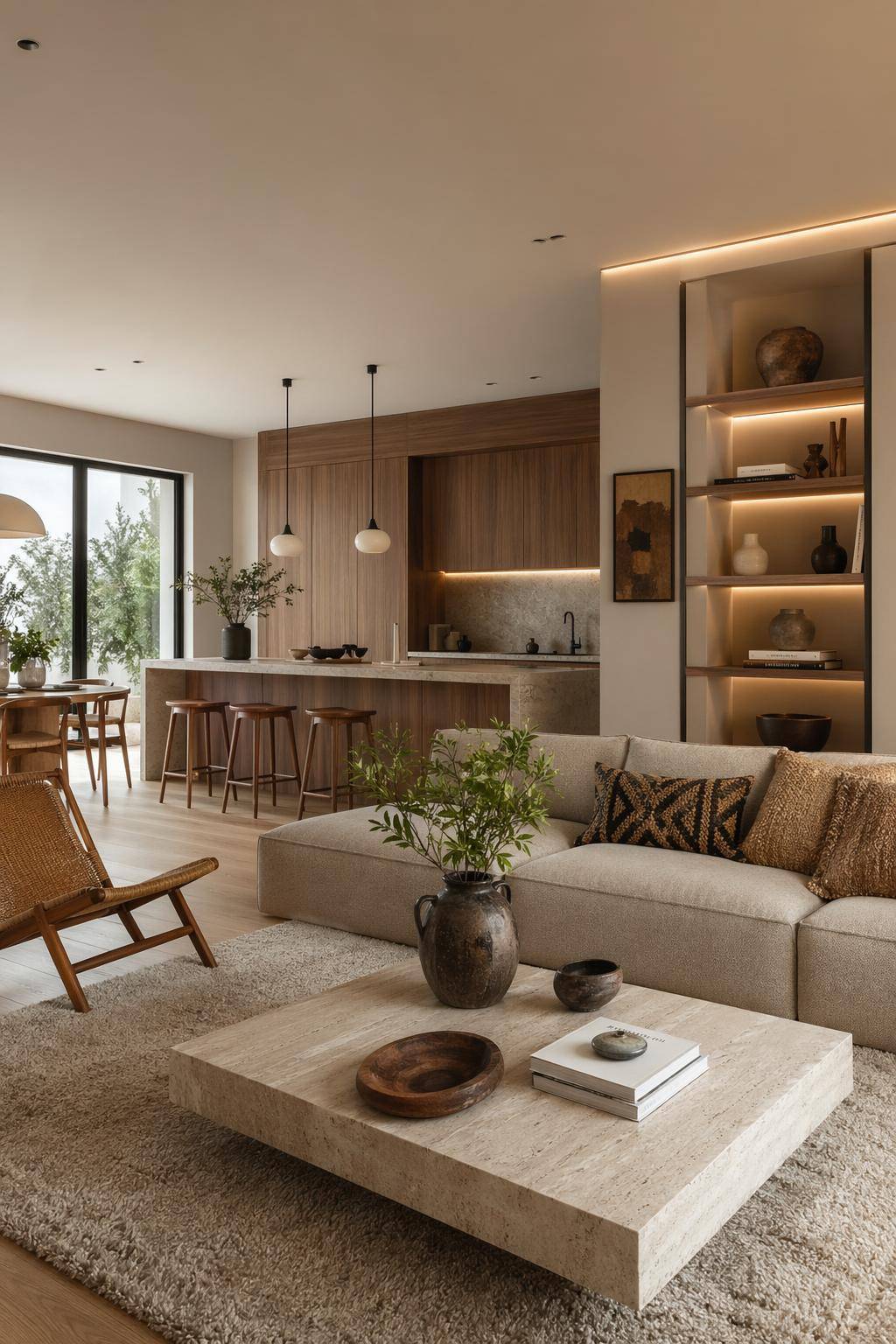 Wohnzimmer mit offener Küche einrichten- Ergänze persönliche Accessoires für Individualität