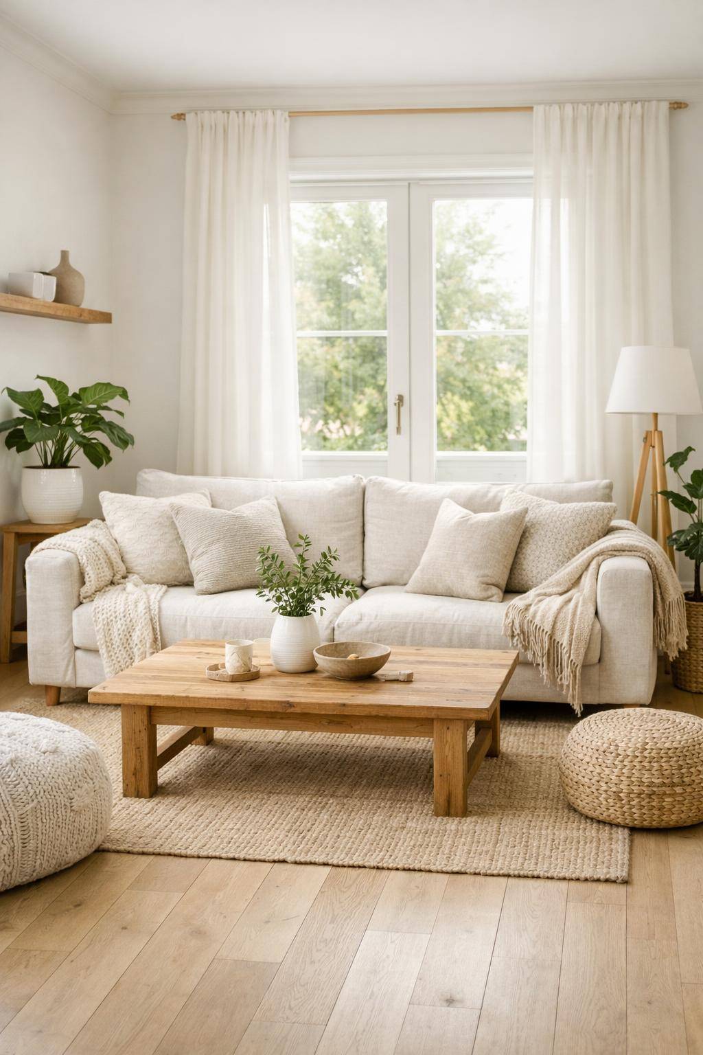 Wohnzimmer skandinavisch einrichten- Verwandle das Sofa mit Leinenbezügen