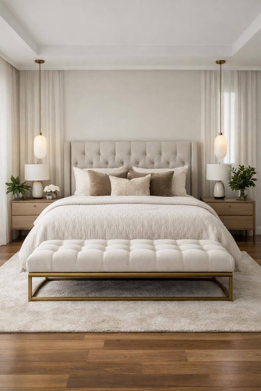 großes Schlafzimmer einrichten- Baue eine stilvolle Sitzbank ans Fußende