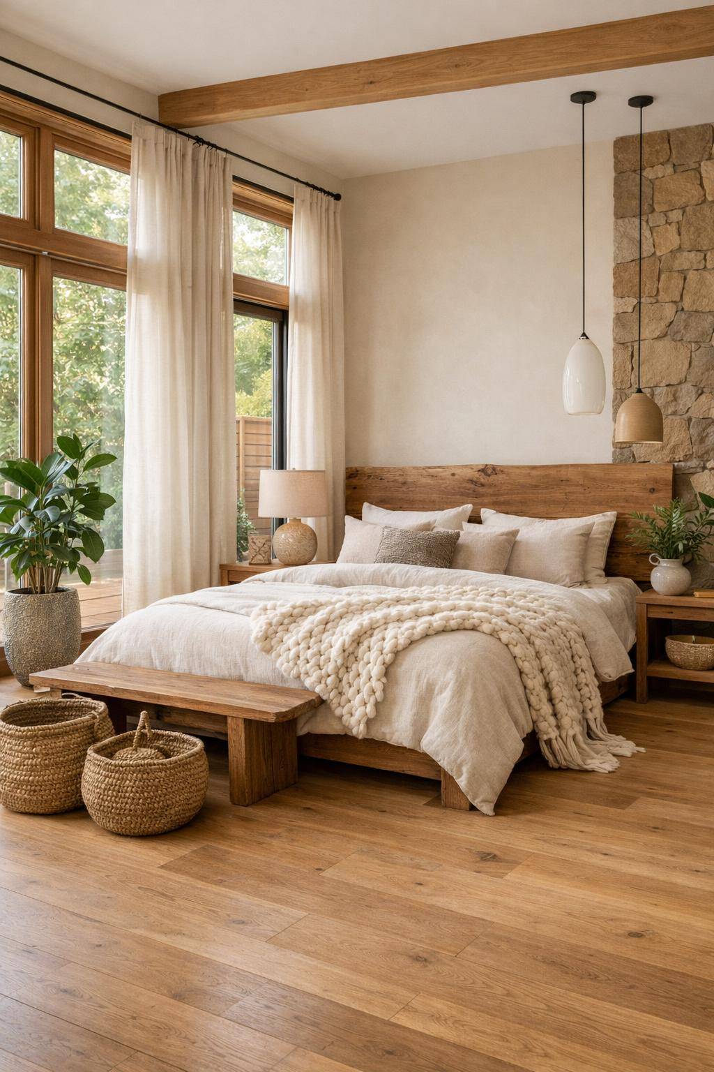 großes Schlafzimmer einrichten- Lass natürliche Materialien ins Interieur einfließen